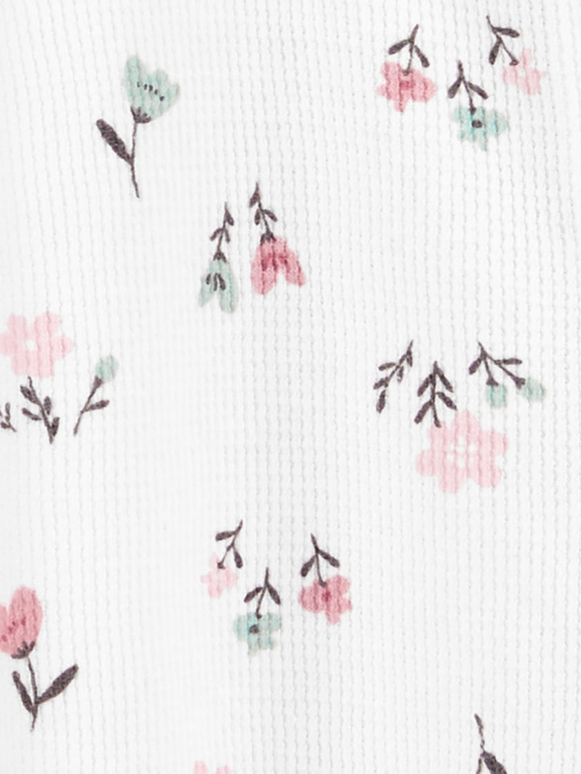 Simple Joys by Carter's Girls' Baby 2-Pack 2-Way Zip Thermal Footed Sleep and Play, Ivory, Floral/Elephants, Newborn 🍁 All In One Marketplace Canada