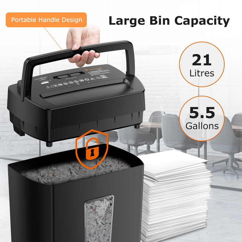 Bonsaii 12-Sheet Cross Cut Paper Shredder, 5.5 Gal Home Office Heavy Duty Shredder for Paper, Credit Card, Mail, Staples, with Transparent Window, High Security Level P-4 (C275-A) 🍁 All In One Marketplace Canada