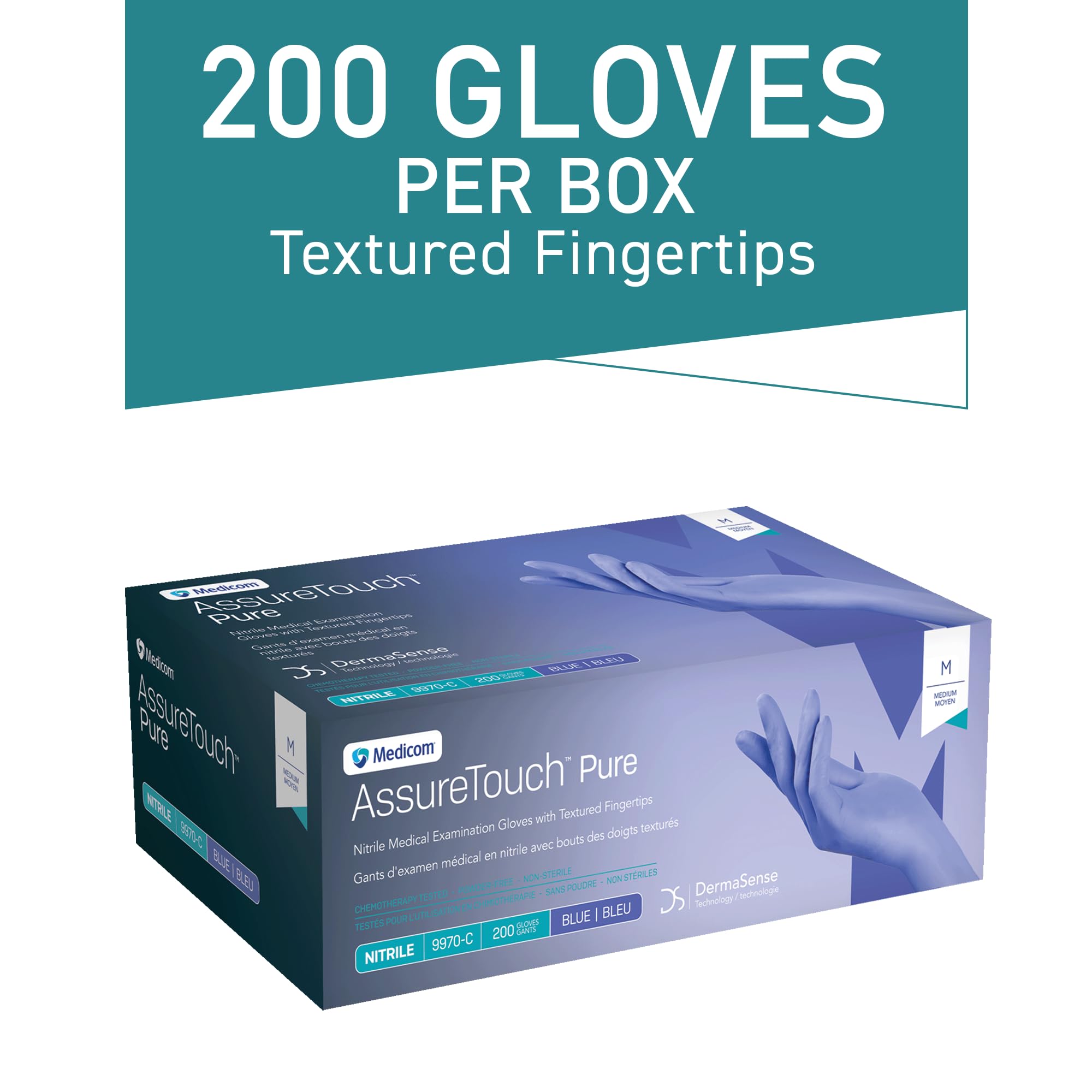Medicom AssureTouch Pure Nitrile Medical Exam Gloves, Medium 3-Mil 200 Count, Disposable Latex Free Gloves, Powder Free 🍁 All In One Marketplace Canada