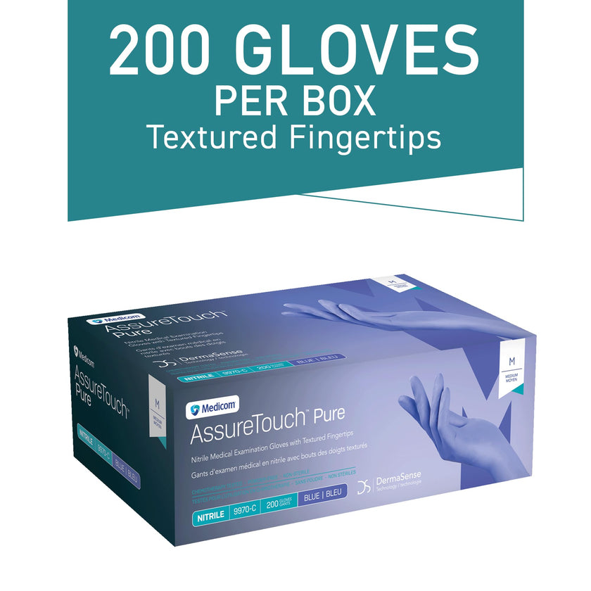 Medicom AssureTouch Pure Nitrile Medical Exam Gloves, Medium 3-Mil 200 Count, Disposable Latex Free Gloves, Powder Free 🍁 All In One Marketplace Canada