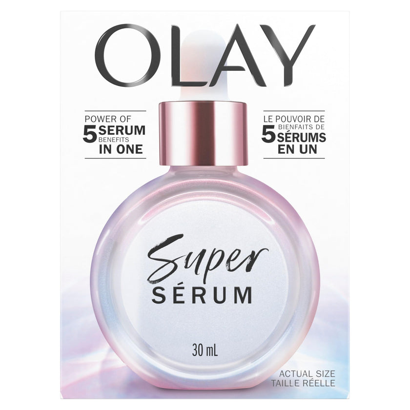 Olay Super Serum - Niacinamide, Vitamin C & E, Collagen Peptide, AHA - 5-in-1 Skin Care Benefits for Face - Healthy Glow, Brightening, Hydrating, Smoothing, Firming, Evens Tone, Anti-Aging, 30 mL 🍁 All In One Marketplace Canada