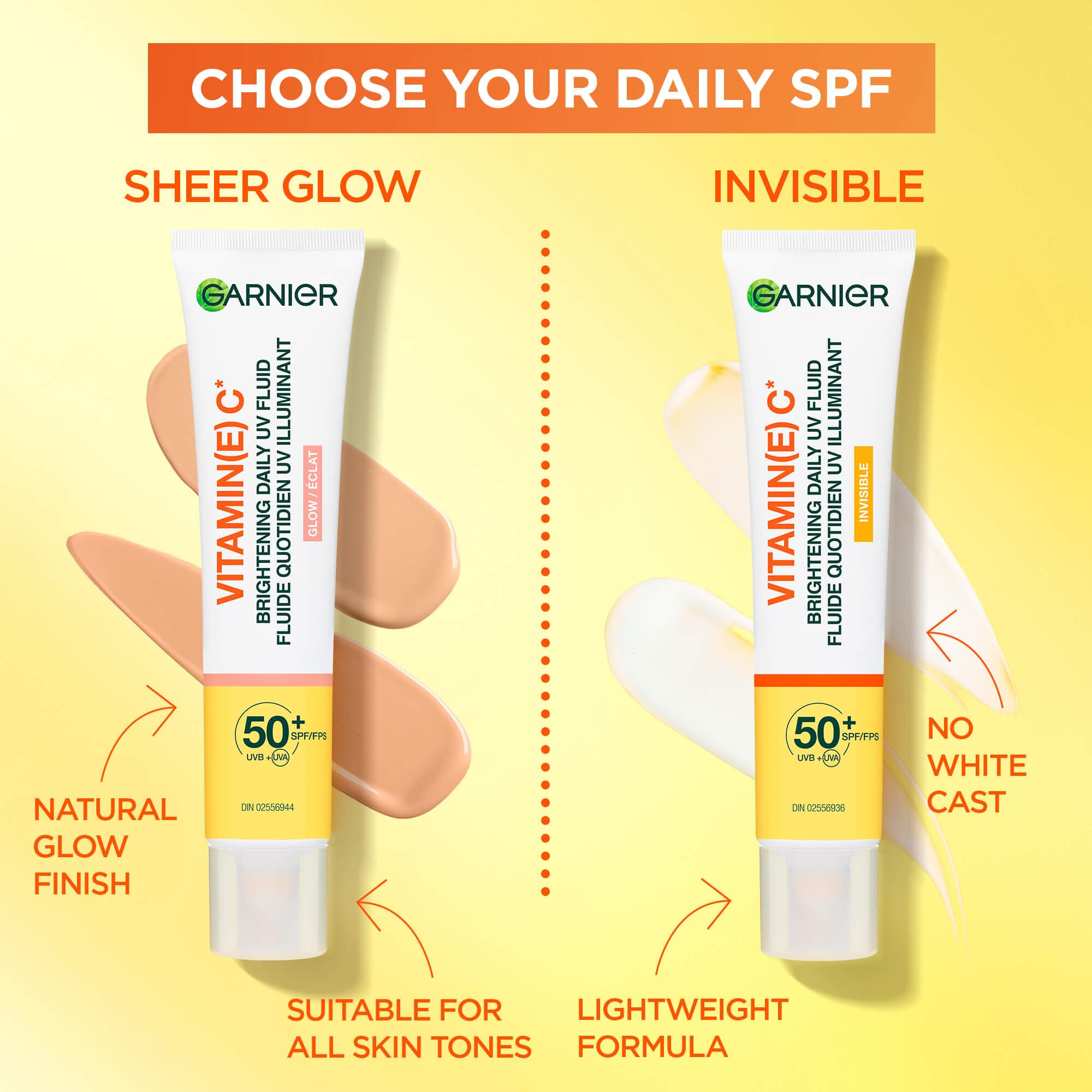 Garnier Vitamin C Daily UV Sunscreen Moisturizer SPF 50+, Brightening Glow Fluid for All Skin Tones, 50 mL 🍁 All In One Marketplace Canada