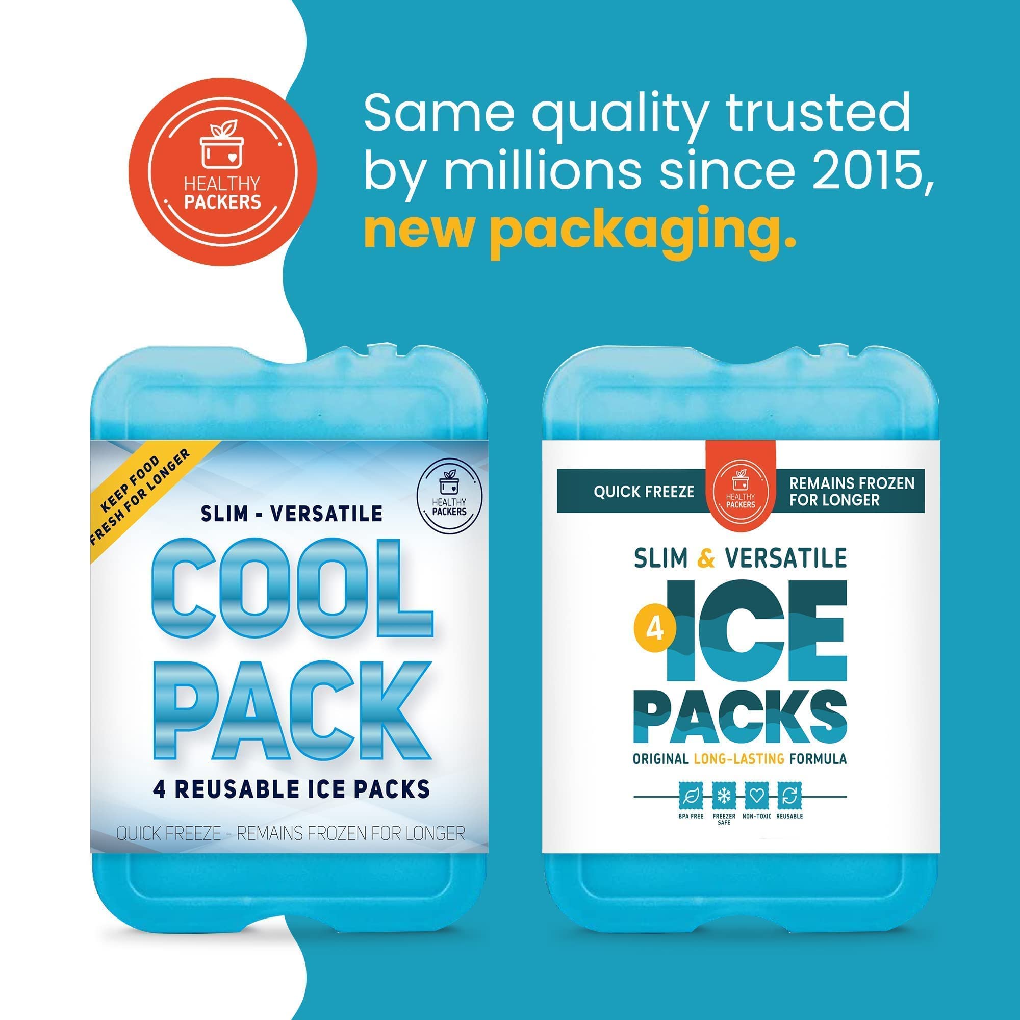 Healthy Packers Ice Packs for Lunch Boxes & Coolers - Freezer Packs - Original Cool Pack | Cooler Accessories for Beach, Camping & Fishing | Slim & Long-Lasting Reusable Ice Pack for Cooler 🍁 All In One Marketplace Canada