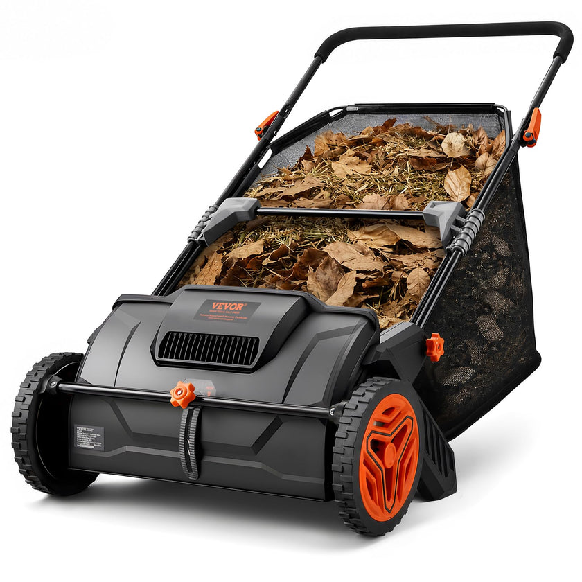 VEVOR Push Lawn Sweeper, 21-inch Leaf & Grass Collector, Strong Wheels & Heavy Duty Thickened Steel Durable to Use with Large Capacity 3.5 cu. ft. Mesh Collection Hopper Bag, 2 Spinning Brushes 🍁 All In One Marketplace Canada