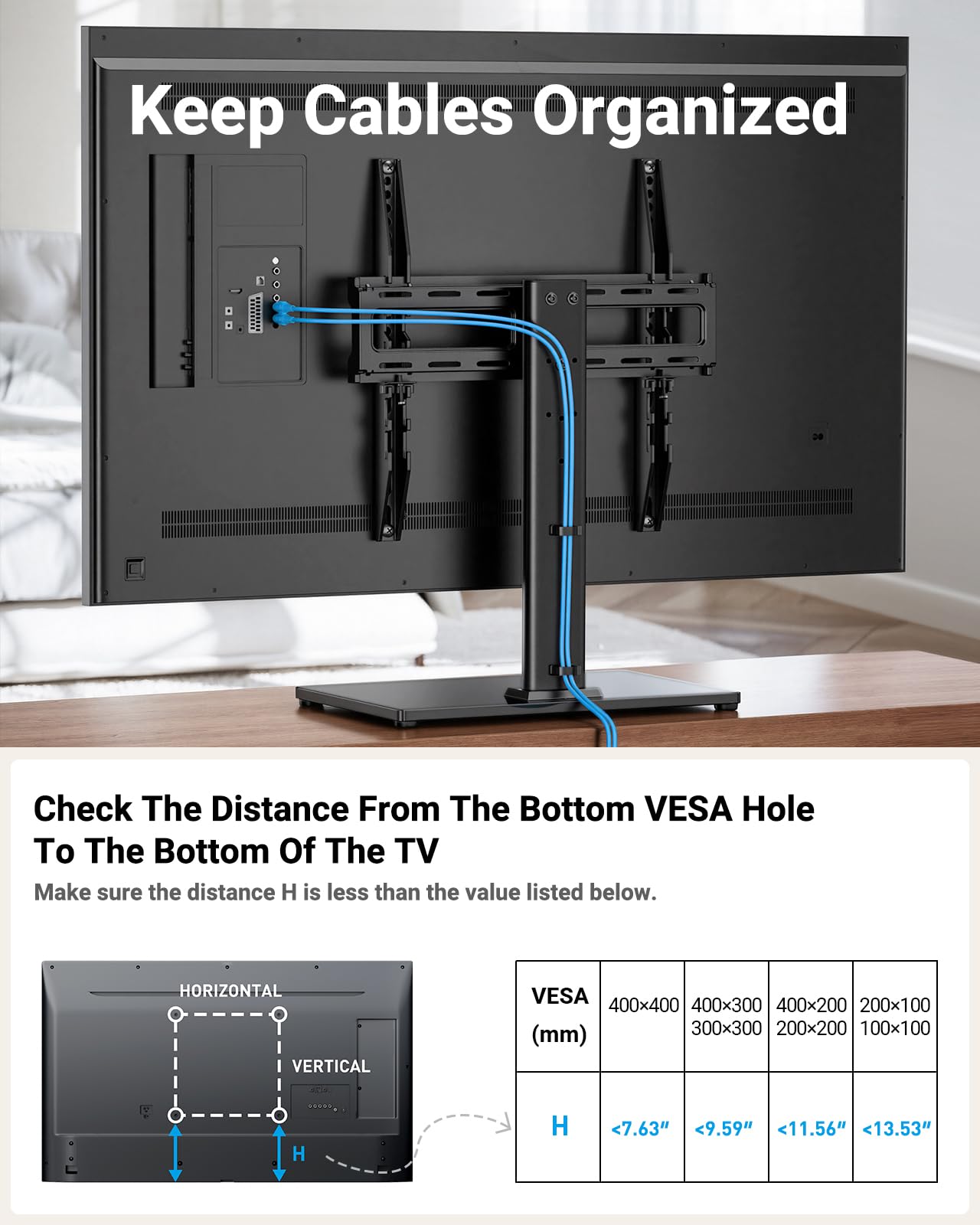 PERLESMITH Swivel Universal TV Stand/Base - Table Top TV Stand for 24-60 inch LCD LED TVs - Height Adjustable TV Mount Stand with Tempered Glass Base, VESA 400x400mm, Holds up to 99lbs PSTVS09 🍁 All In One Marketplace Canada