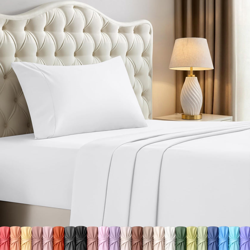 Utopia Bedding Twin/Single Bed Sheets - 3 Piece Twin Size Cooling Sheet Set - Hotel Luxury Soft Breathable Microfiber, Oeko-TEX, Deep Pocket Easy Fit & Care, Fade & Wrinkle Resistant, White 🍁 All In One Marketplace Canada