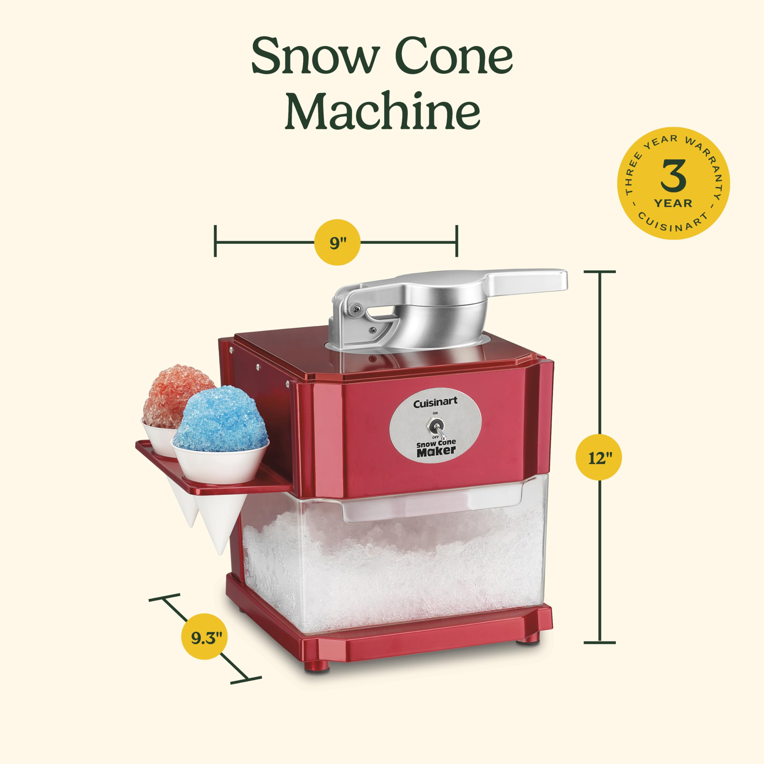Cuisinart Snow Cone Machine, Home Shaved Ice Maker for Snow Cones, Snow Cone Maker with Reuseable Paper Cups, Makes 5 Icy Cones for Slushies, Frozen Drinks (SCM-10P1C) 🍁 All In One Marketplace Canada