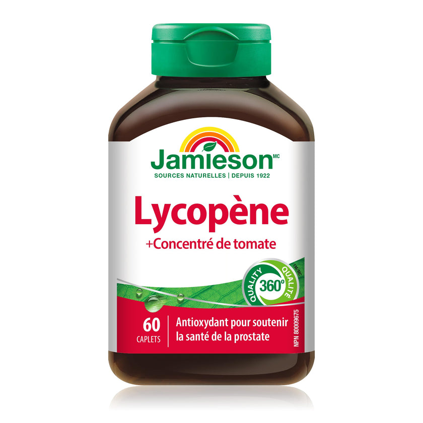 Jamieson Lycopene with Tomato Concentrate, 60 Caplets, Powerful Antioxidant and Supports Prostate Health. Gluten-Free, Lactose-Free, No Artificial Colours or Flavours, Proudly Canadian 🍁 All In One Marketplace Canada