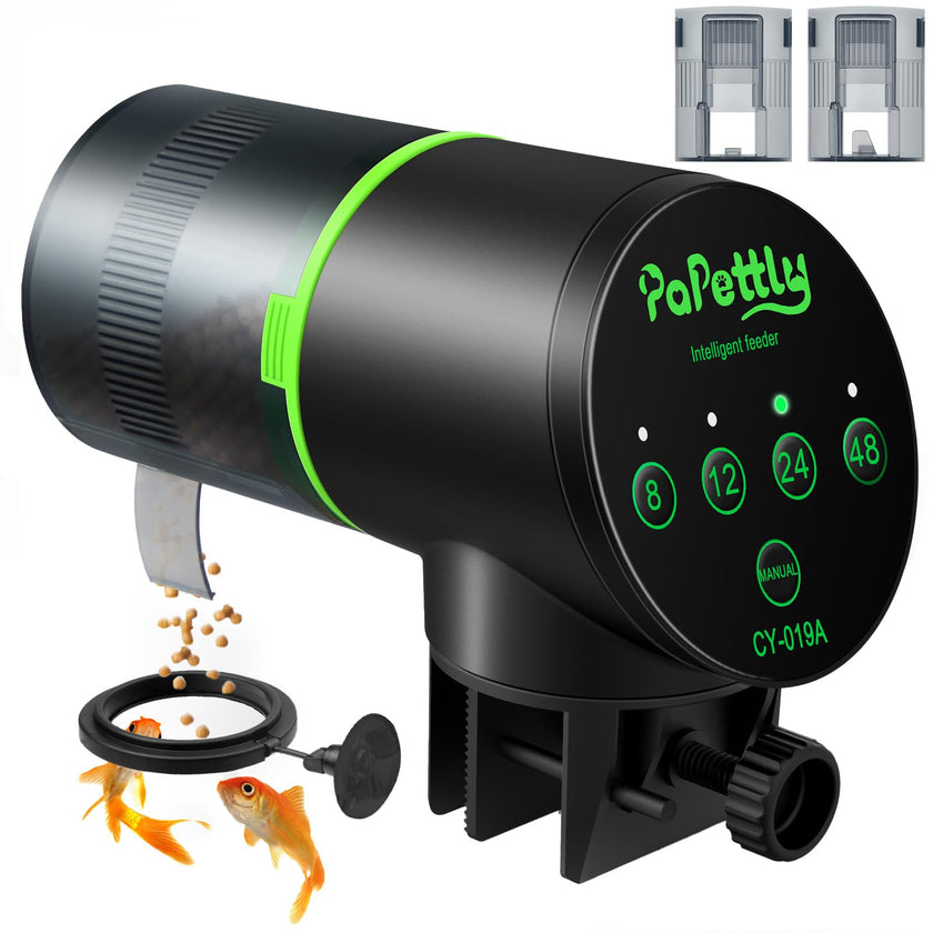 Papettly Automatic Fish Feeder for Aquarium - Battery Operated Auto Fish Food Dispenser for Fish Tank, 200ml Auto Timer Aquarium Tank Turtle Feeder, with 2 AAA Batteries and Fish Feeder Ring 🍁 All In One Marketplace Canada