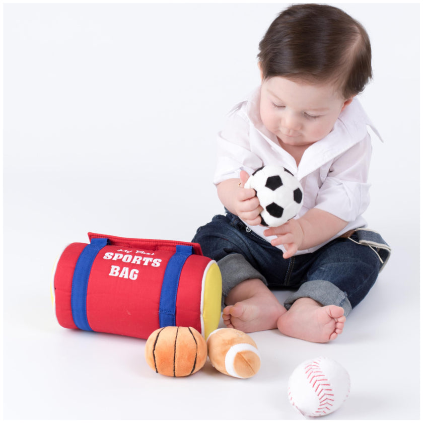 Baby GUND My First Sports Bag Stuffed Plush Playset, Baby Gift Toys for Boys and Girls Ages 1 & Up, 5 Piece, 8