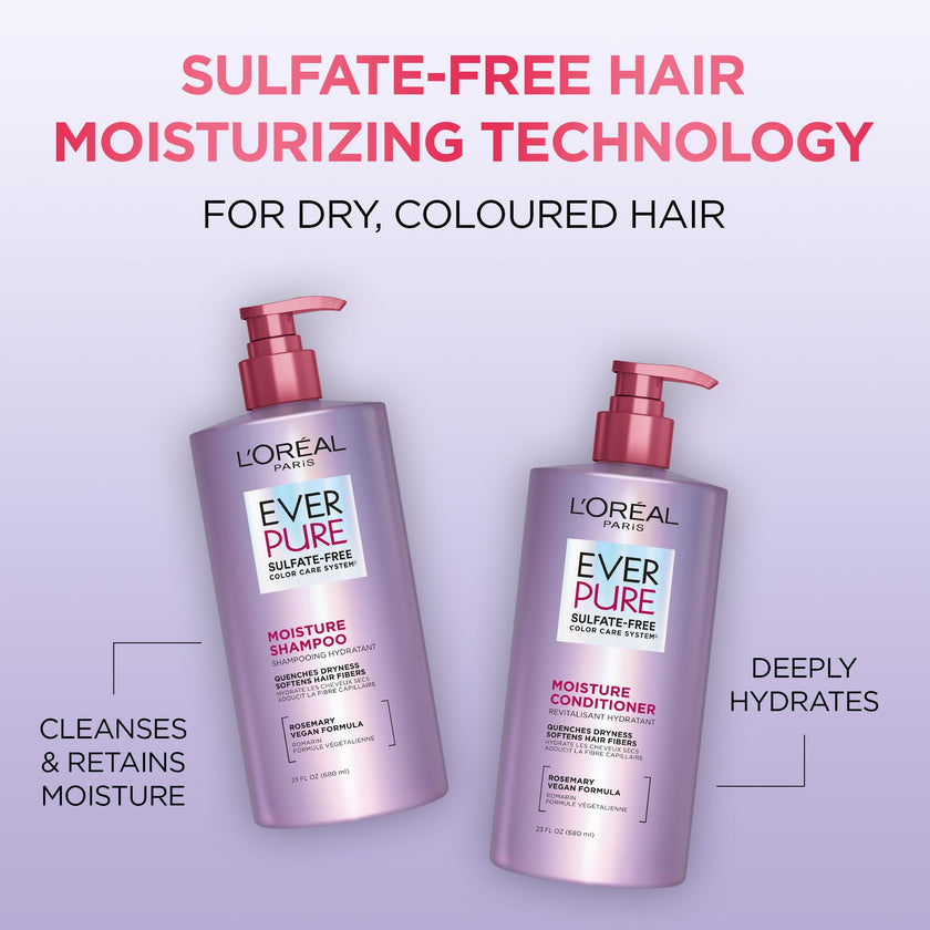 L'Oréal Paris EverPure Sulfate-Free Shampoo, Moisture Shampoo for Hydrating Dry, Colour-Treated Hair, Deeply Replenishes for Instant Hydration and Softness, With Rosemary, 680ml 🍁 All In One Marketplace Canada