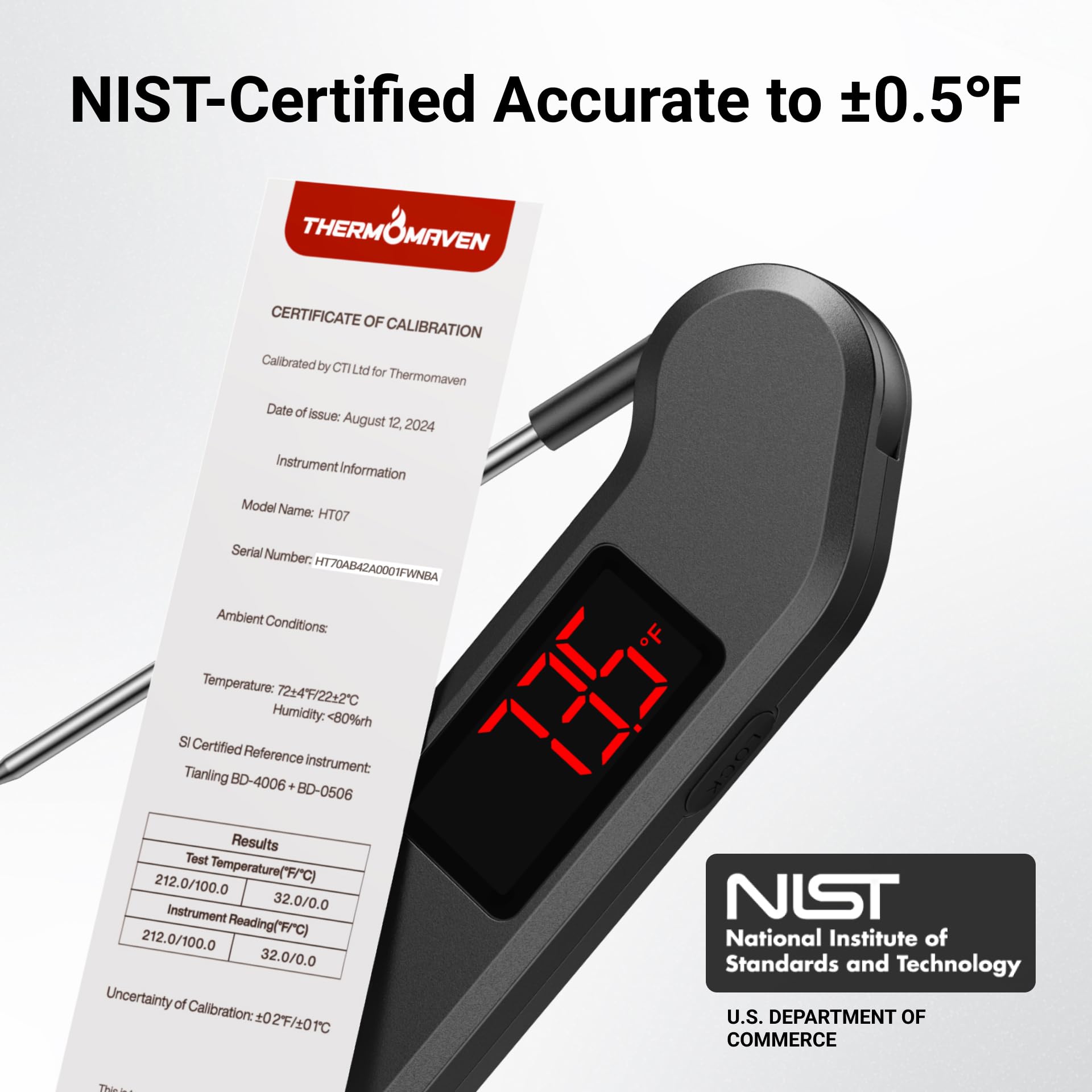 Professional Digital Meat Thermometer, 1 Sec Instant Read, ±0.5℉ Accuracy NIST&NSF Certified Food Thermometer, Auto-Rotate Bright LED Screen, Highly Waterproof Cooking Thermometer for Grill BBQ, Black 🍁 All In One Marketplace Canada