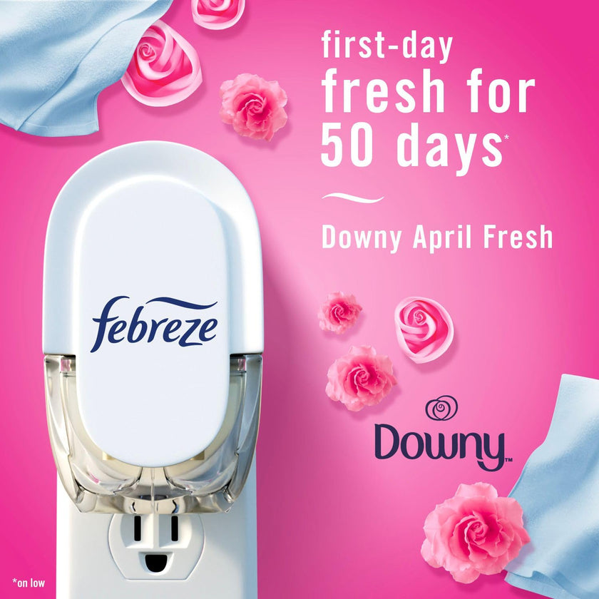 Febreze Plug In Air Freshener, Odor-Fighting Scented Oil Refill for Home and Bathroom and Kitchen, Long Lasting for Strong Odors, Twlight Lavender and Downy April Fresh Scents, 4 Refills 🍁 All In One Marketplace Canada