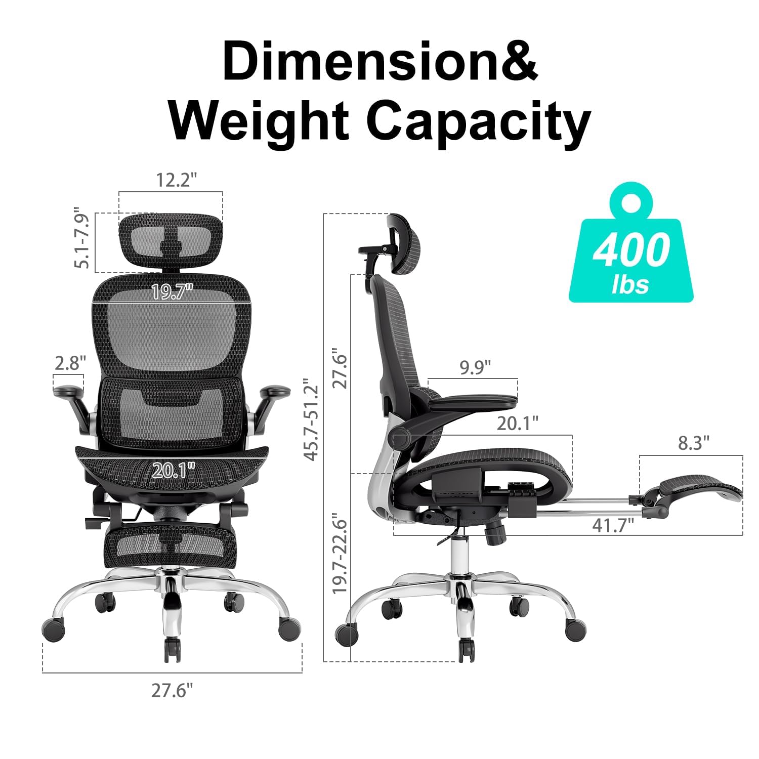Ergonomic Office Chair,Office Chair with Tilt Function,Mesh Office Chair with Footrest,Ergonomic Chair with Adaptive Backrest, Adjustable Headrest and Flip-Up Armrests 🍁 All In One Marketplace Canada