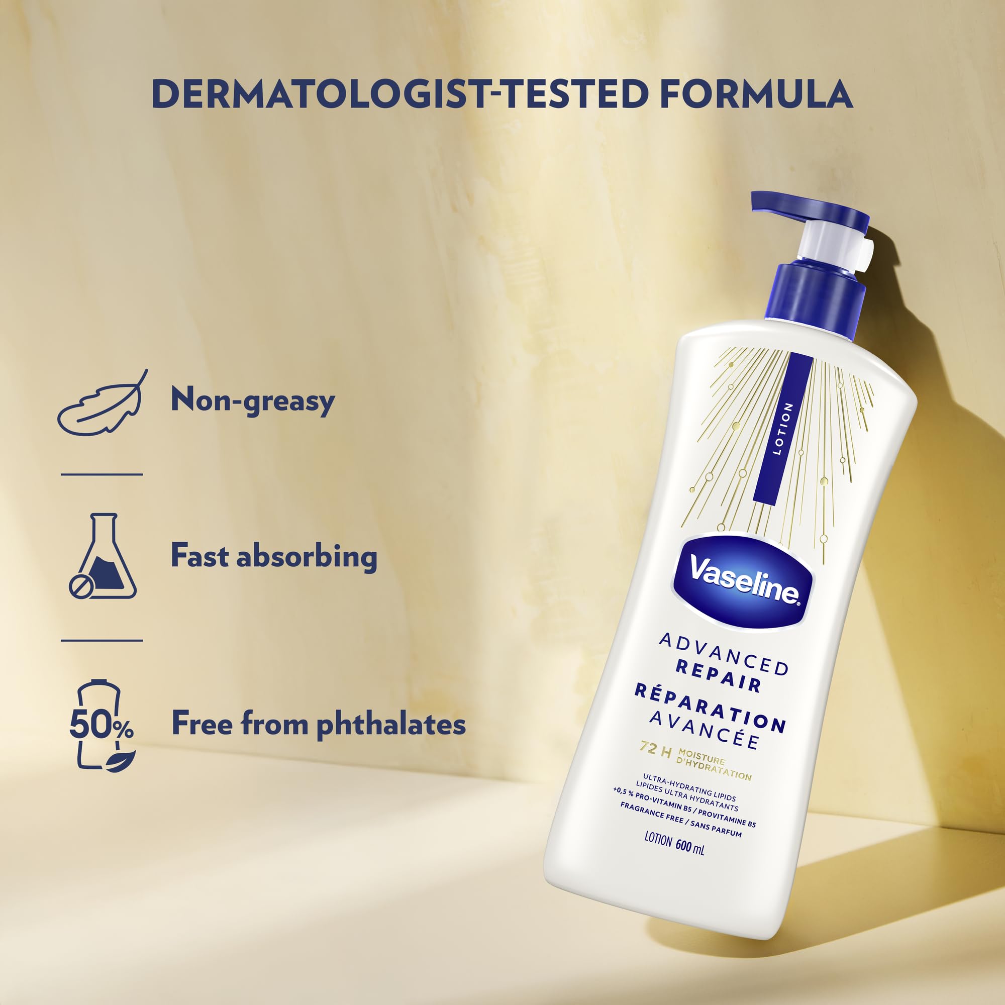 Vaseline Intensive Care Advanced Repair Unscented Body Lotion for Dry Skin with 48H Moisture + Ultra hydrating lipids, 600 ml (3-pack) 🍁 All In One Marketplace Canada