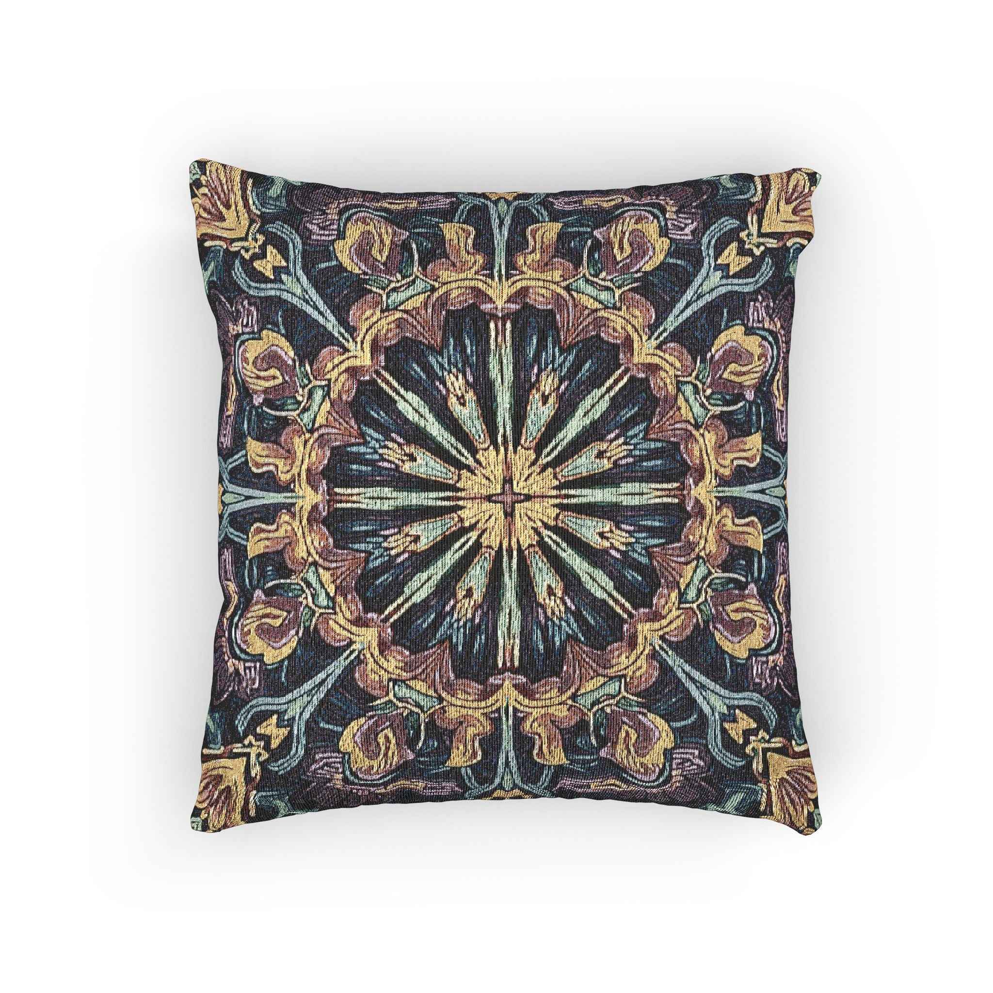 Geometric Mandala Woven Pillow | Boho Mosaic Throw Cushion