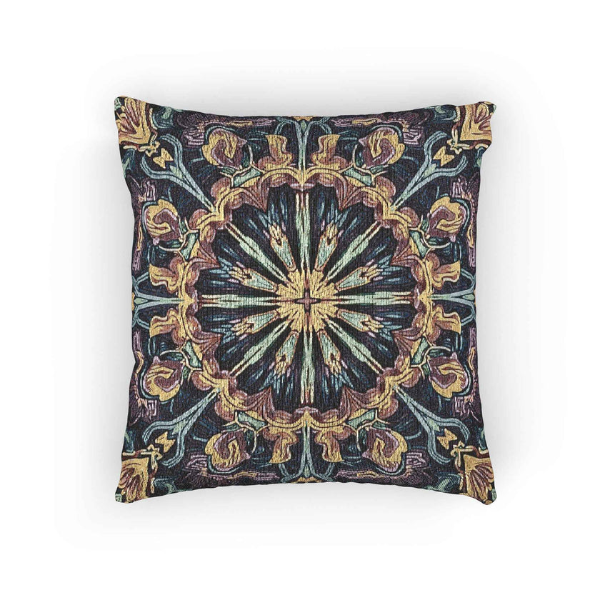Geometric Mandala Woven Pillow | Boho Mosaic Throw Cushion