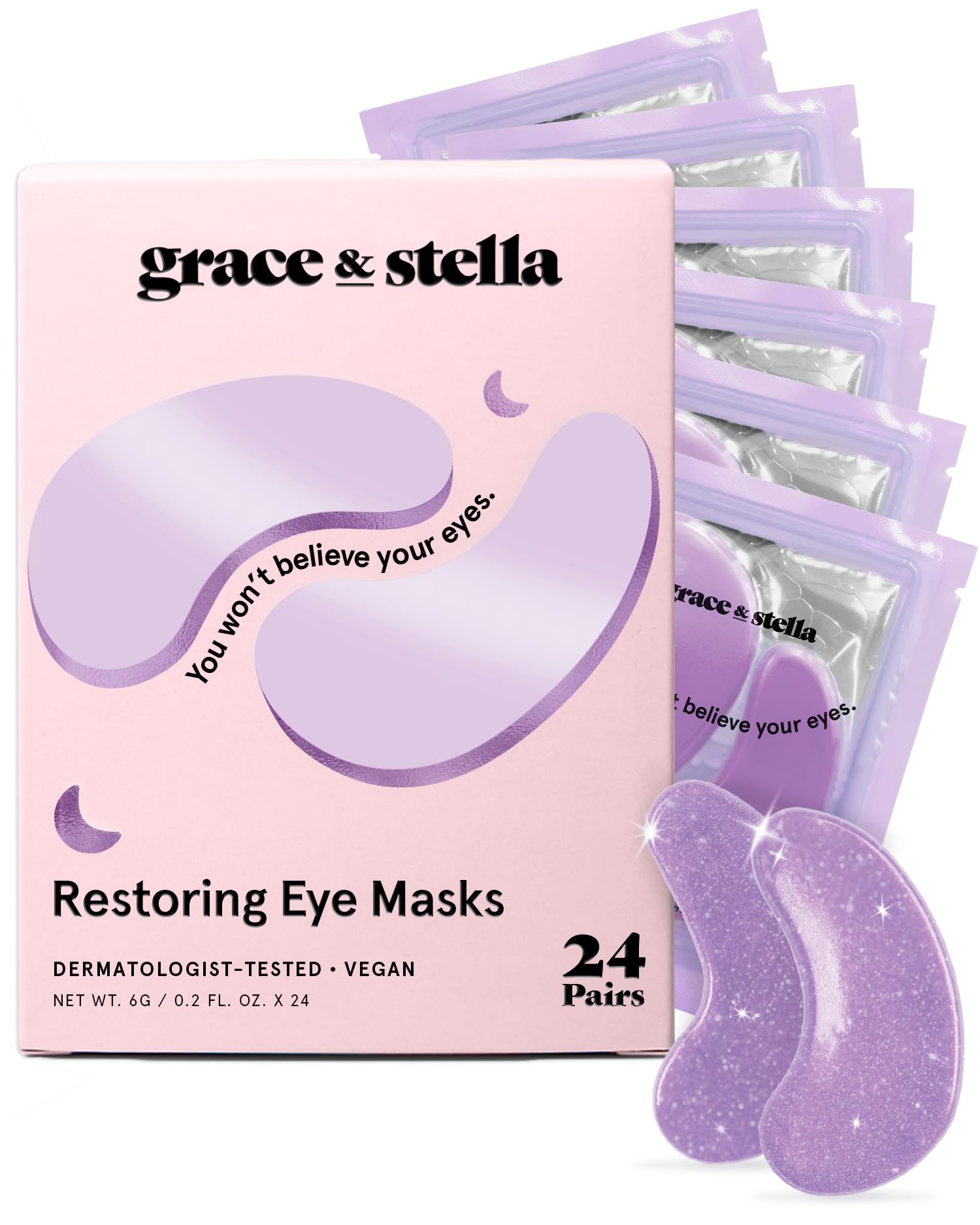 grace & stella Under Eye Masks With Retinol - Revitalizing Under Eye Patches for The Wrinkles & Dark Circles - Gel Eye Mask - Gifts for Mom, Teen Girl Gifts - Vegan, Cruelty-Free (24 Pairs) 🍁 All In One Marketplace Canada