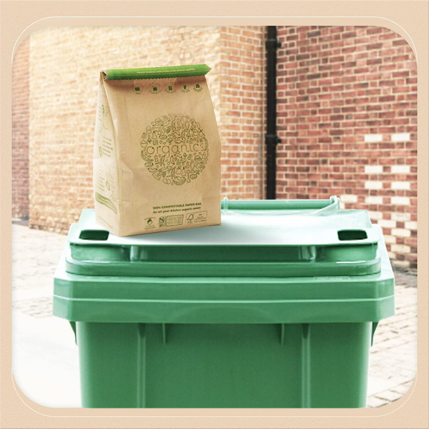 Hytrend-Kitchen Food Waste Bag -35 Bags-%100 Compostable paper Bag - Leak Resistant Liner - Plastic Free - Small-Certified by BNQ and BPI 🍁 All In One Marketplace Canada