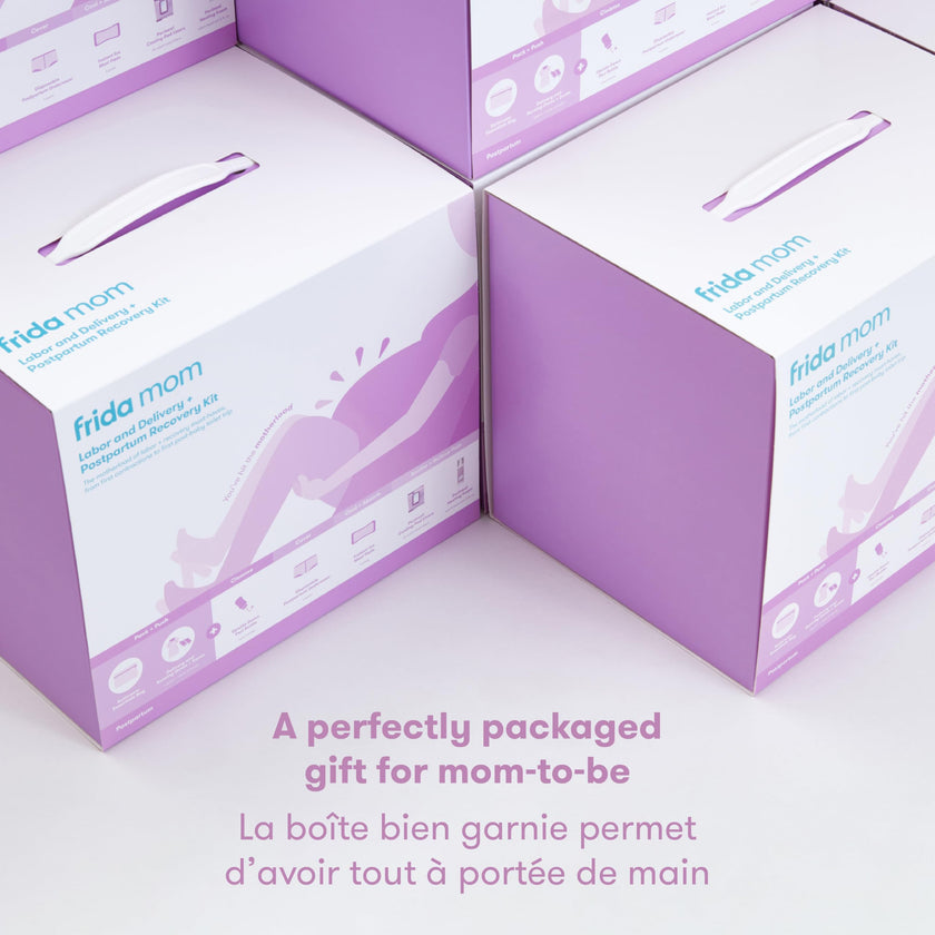 Frida Mom 15pc Labor, Delivery, & Postpartum Kit Gift Set for Baby Showers & Mom to Be, Includes Peri Bottle, Nursing Gown, Disposable Underwear, Ice Maxi Pads, Pad Liners, Perineal Foam, Socks & Toiletry Bag 🍁 All In One Marketplace Canada