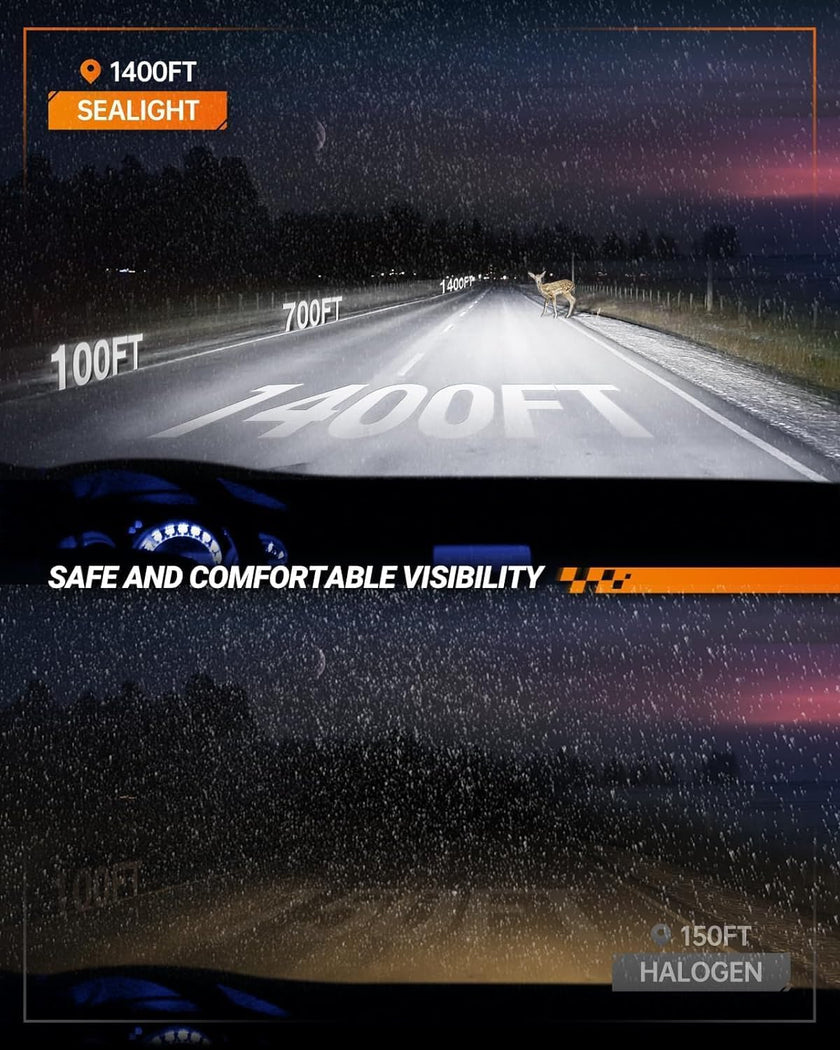 SEALIGHT 9005 LED Headlight Bulb, 40000 Lumens 800% Brightness, HB3 High Beam LED Light Bulbs, 6000K Cool White, 9005 Halogen Replacement, Plug and Play, IP67 Waterproof, Pack of 2 🍁 All In One Marketplace Canada