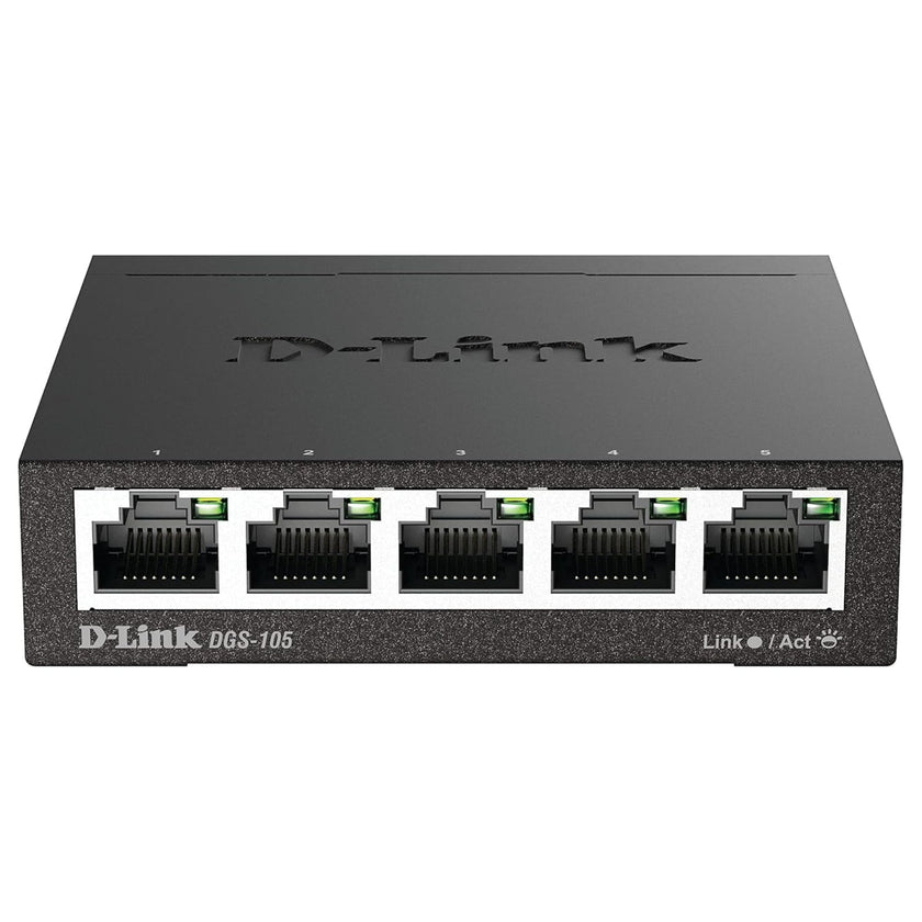 D-Link DGS-105, 5 Port Gigabit Ethernet Switch Unmanaged, Network Splitter, Silent Fanless, Network Hub, Sturdy Metal with Shielded Ports, Desktop/Wall Mount, QoS, Energy Saving, Plug and Play 🍁 All In One Marketplace Canada