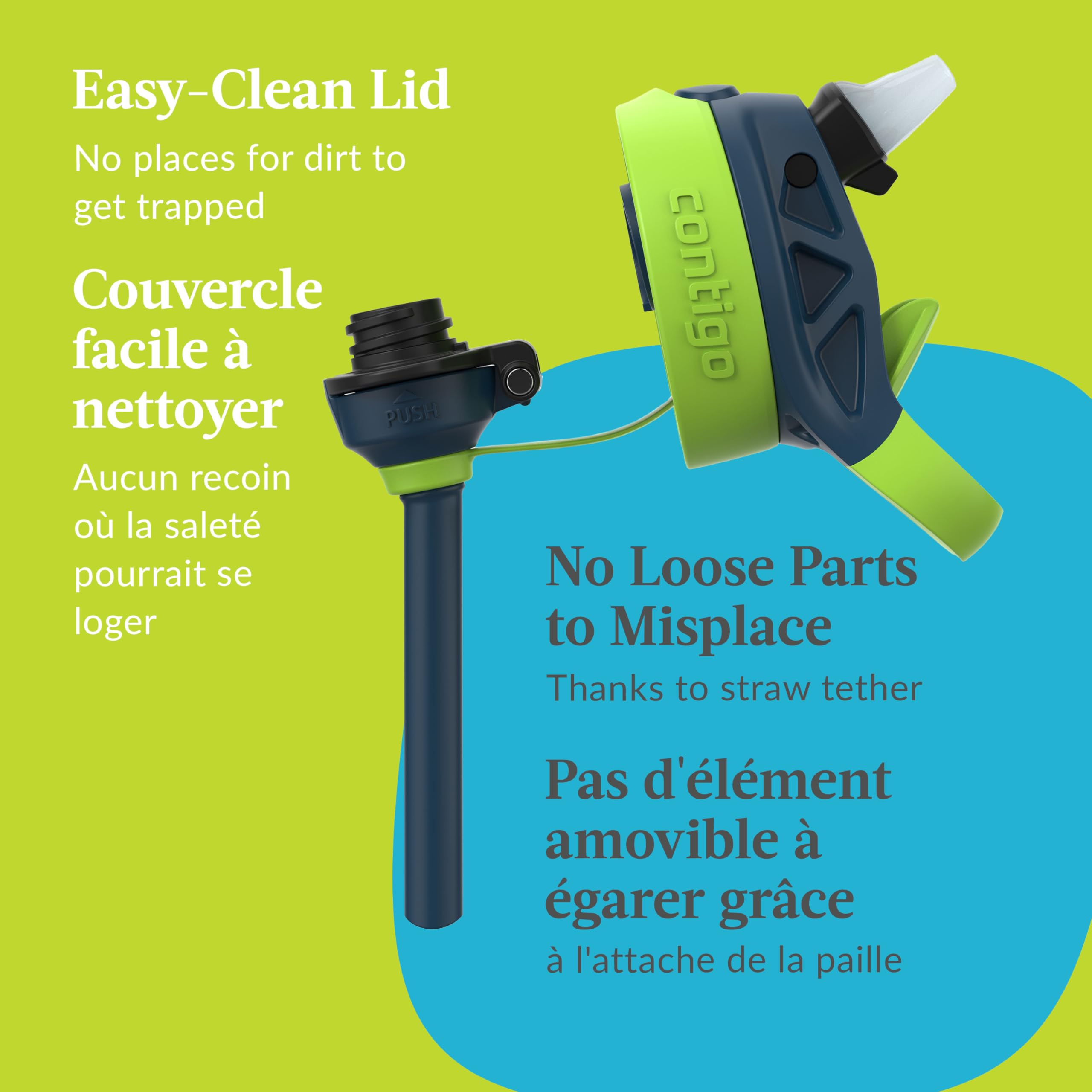 Contigo Kids Aubrey Straw Water Bottle with Leak-Proof Lid, BPA-Free Plastic, Dishwasher Safe, Lime with Dogs, 14 oz (414 mL) 🍁 All In One Marketplace Canada
