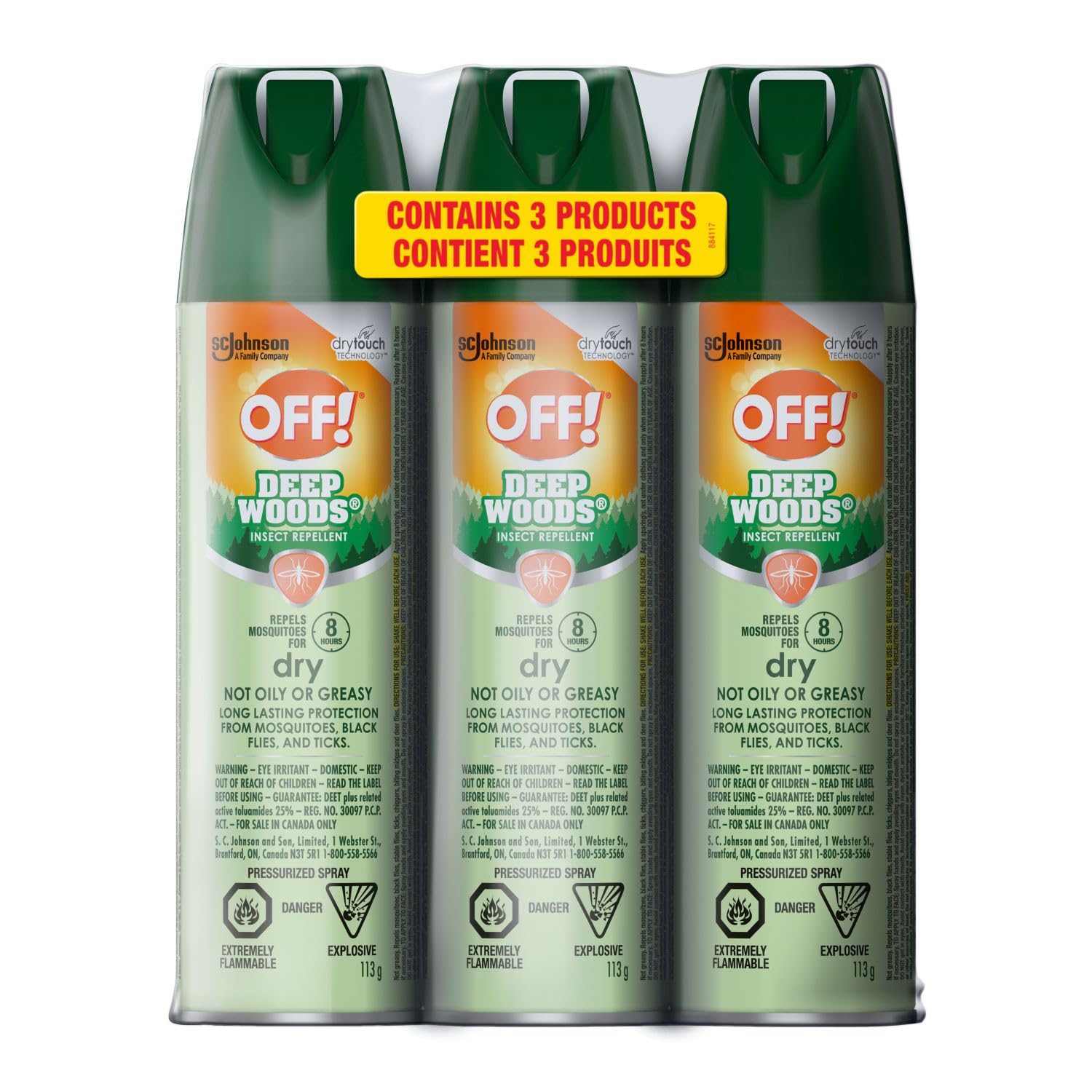 OFF! Deep Woods Dry Powder-Soft Mosquito Repellent, 25% DEET Insect Spray, Long-Lasting Bug Protection Tick Repellent, 360° Aerosol Camping Essential, 113g, 3- Pack 🍁 All In One Marketplace Canada