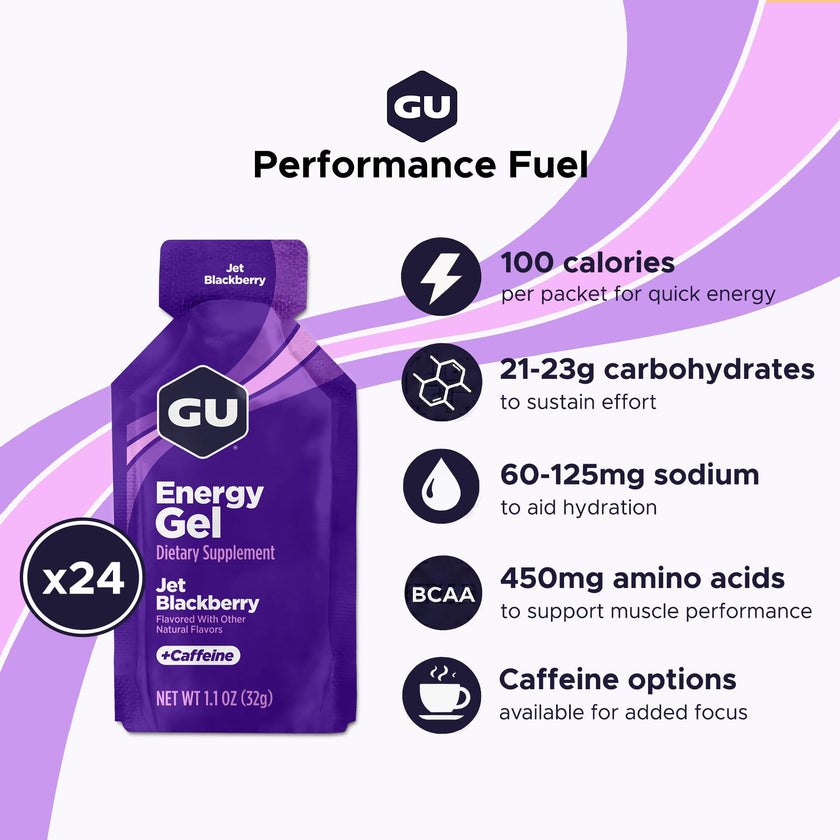 GU ENERGY Original Sports Nutrition Energy Gel, Jet Blackberry, 24-Count 🍁 All In One Marketplace Canada