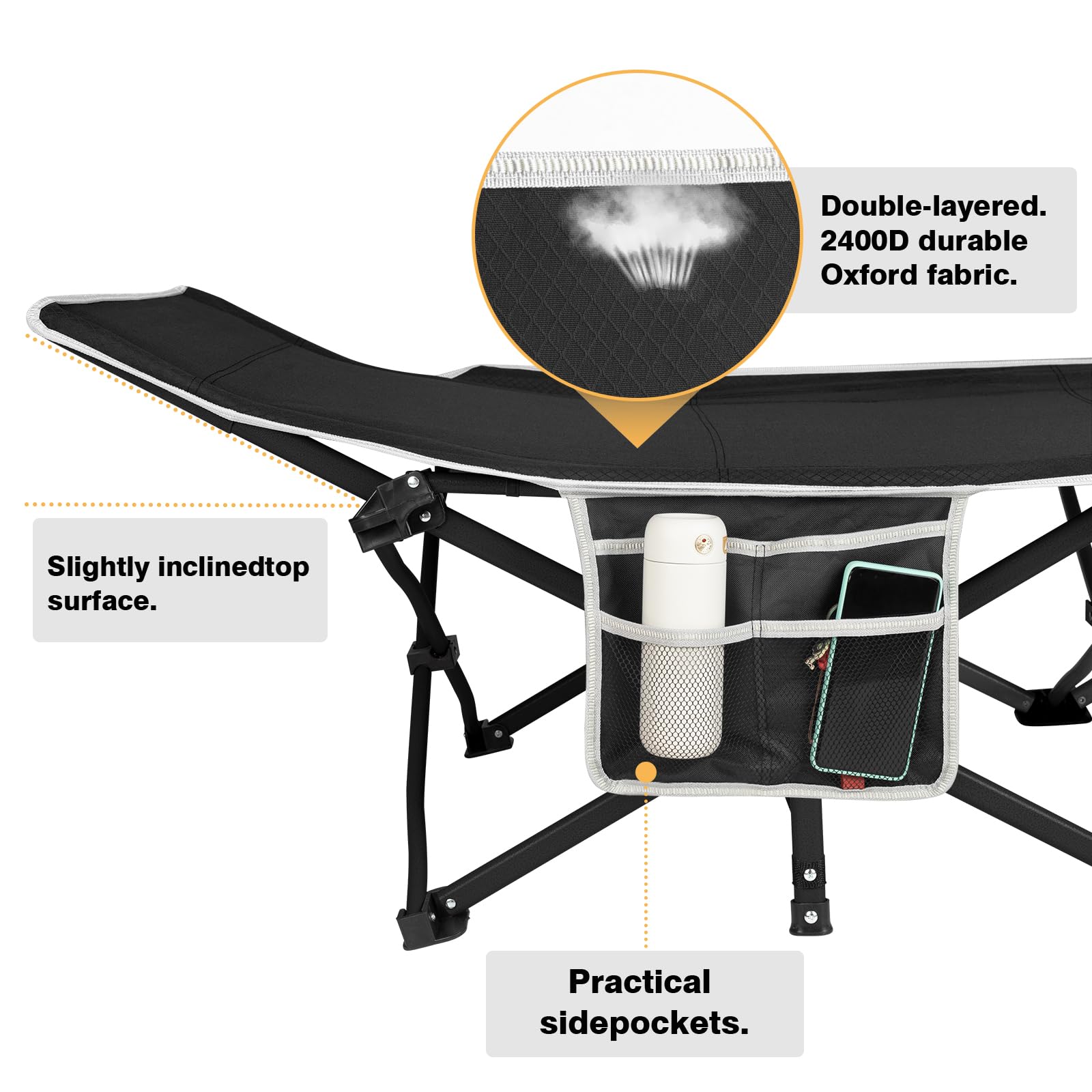 Overmont Portable Folding Camping Cot - 28” Extra Wide Portable Sleeping Cot Load 550 LBS with Carry Bag for Outdoor Travel Home Office Nap, Black 🍁 All In One Marketplace Canada