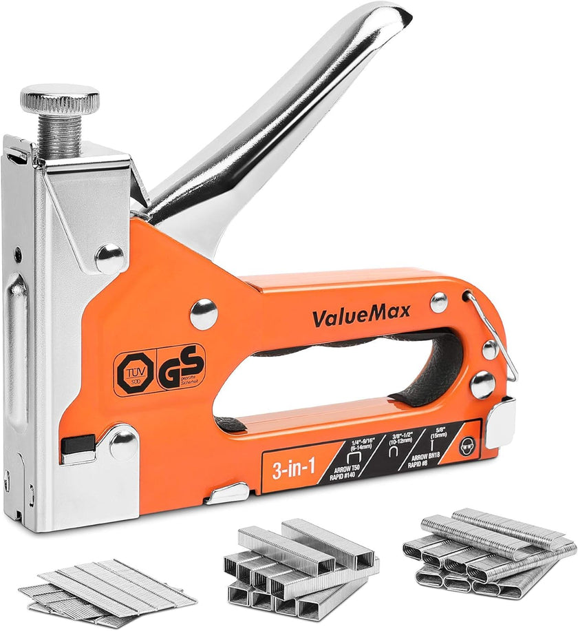 ValueMax Staple Gun Kit, 3-in-1 Stapler with 3000 Staples for Furniture, Wood, Cable, DIY, Craft, Canvas 🍁 All In One Marketplace Canada
