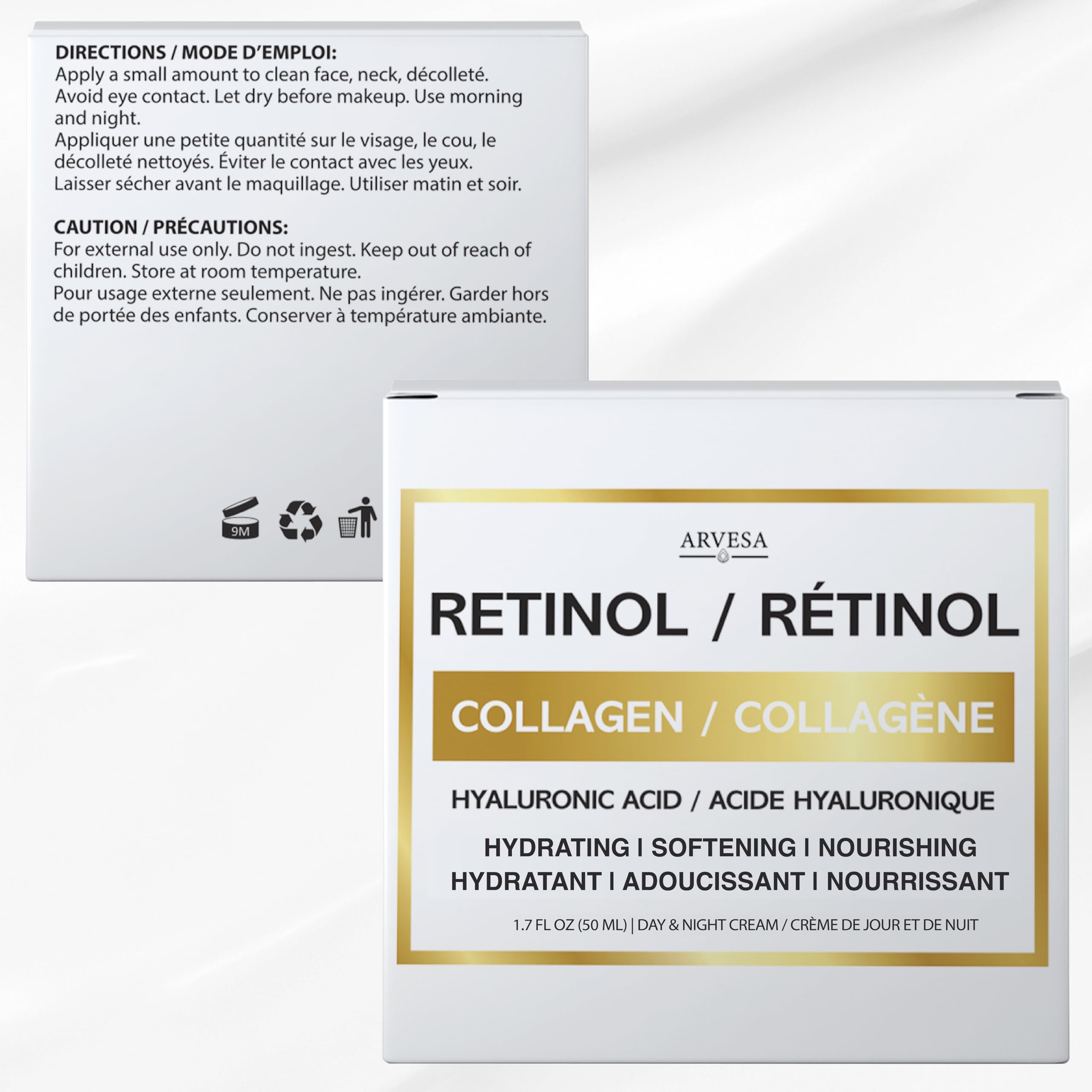 Retinol Cream for Face - Face Moisturizer with Hyaluronic Acid, Collagen - Lightweight Day and Night for Women and Men - Facial Cream, Neck & Décolleté - Non-Comedogenic, 50 ML 🍁 All In One Marketplace Canada
