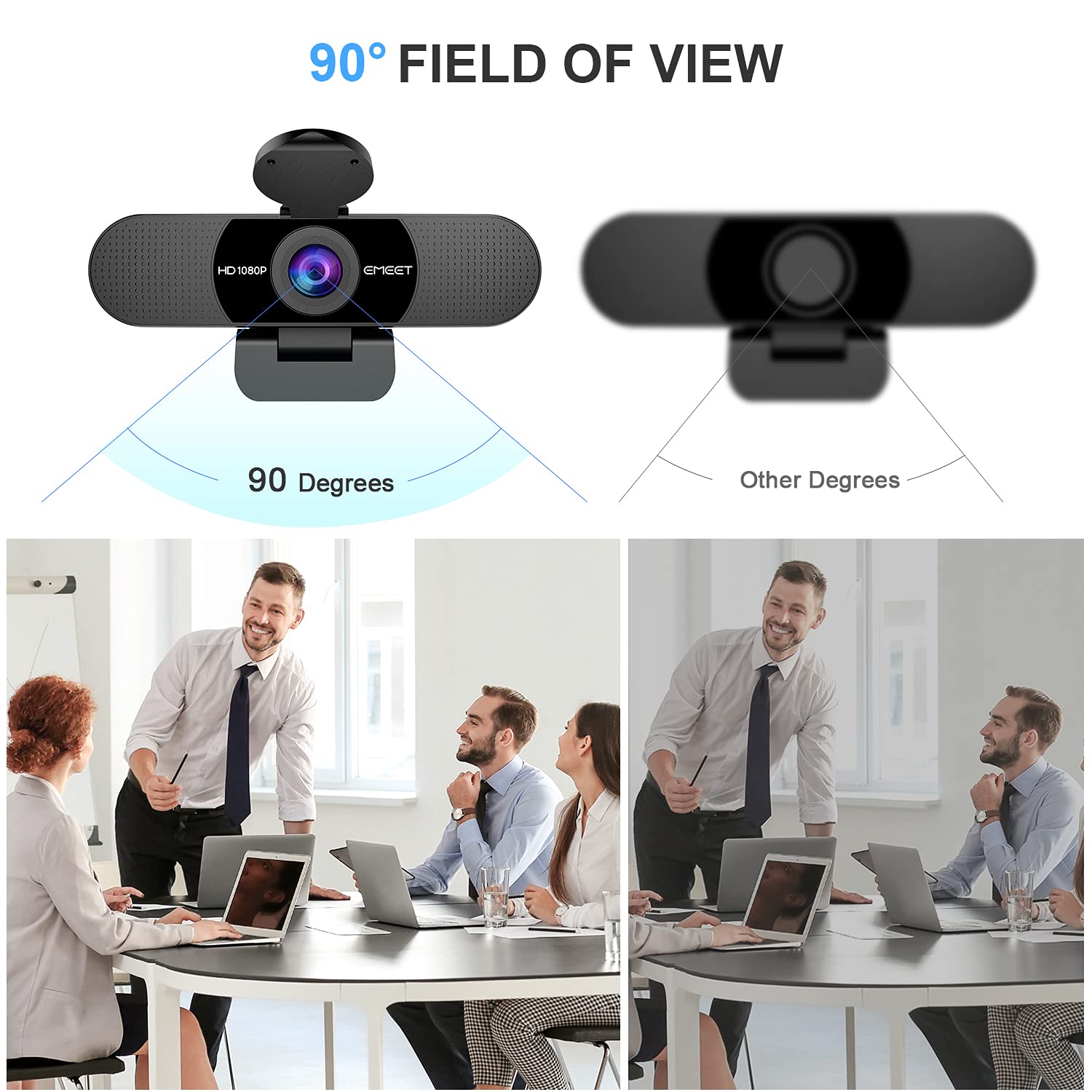 EMEET 1080P Webcam with Microphone, C960 Web Camera, 2 Mics Streaming Webcam, 90°FOV Computer Camera, Plug and Play USB Web Cam for Online Calling/Conferencing, Zoom/Teams/Facetime/YouTube, Laptop/PC 🍁 All In One Marketplace Canada