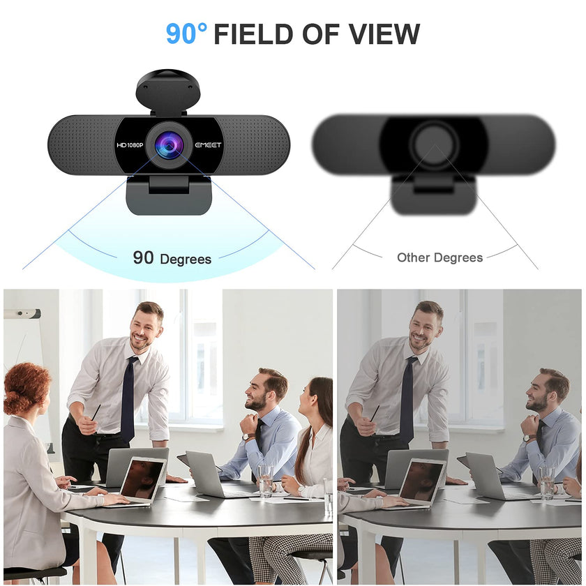 EMEET 1080P Webcam with Microphone, C960 Web Camera, 2 Mics Streaming Webcam, 90°FOV Computer Camera, Plug and Play USB Web Cam for Online Calling/Conferencing, Zoom/Teams/Facetime/YouTube, Laptop/PC 🍁 All In One Marketplace Canada