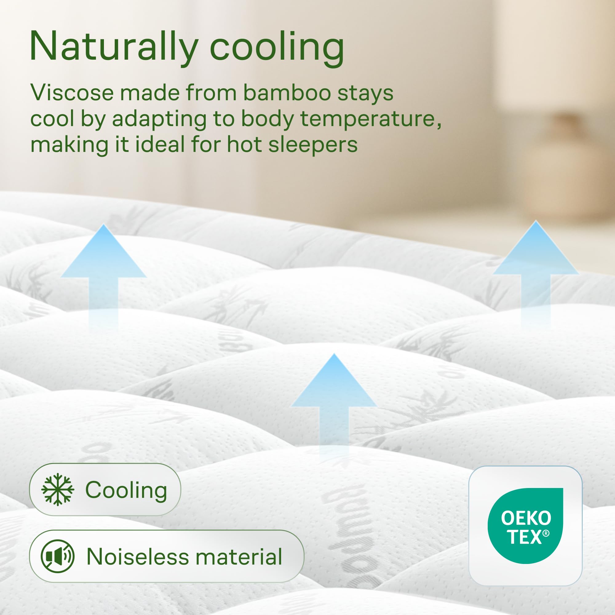 Bamboo Mattress Topper Twin Size - Thick Cooling Breathable Pillow Top Mattress Pad for Back Pain Relief - Deep Pocket Topper Fits 8-20 Inches (39x75 Inches, White) 🍁 All In One Marketplace Canada