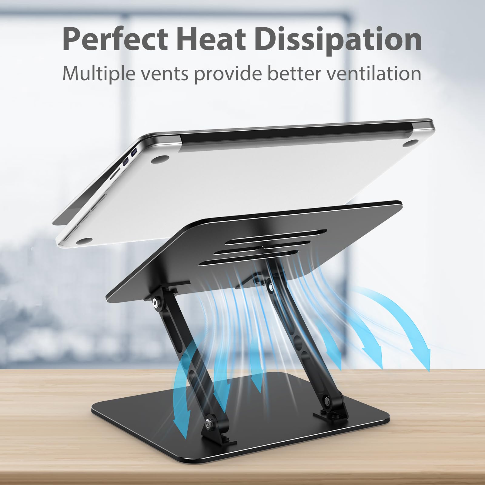Gogoonike Adjustable Laptop Stand for Desk, Metal Foldable Laptop Riser, Portable Laptop Holder, Ventilated Cooling Computer Notebook Stand Compatible with 10-15.6” Laptops 🍁 All In One Marketplace Canada