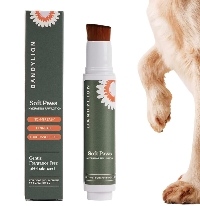 Dandylion Dog Paw Balm, Soft Paws, Paw Moisturizer for Dogs, Dog Lotion with Brush, Fragrance Free pH Balanced Lotion for Paws, Lightweight Moisture for Dry Cracked Paw Pads and Nose, 0.6 fl oz 🍁 All In One Marketplace Canada