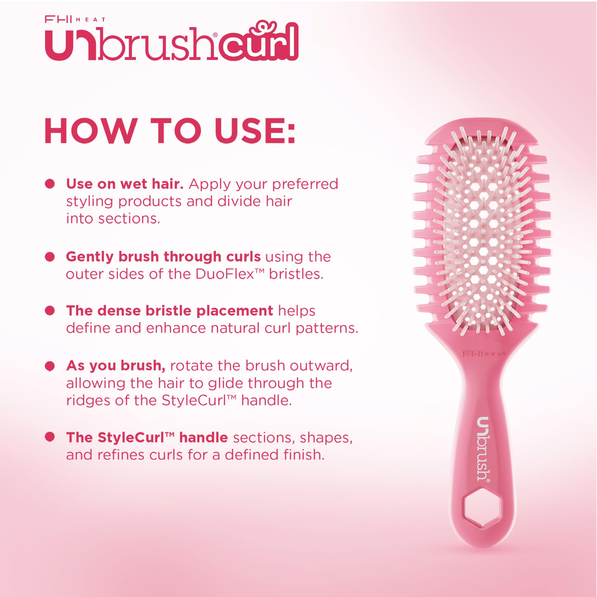 FHI Heat UNbrush Curl Defining Brush — Wavy, Coily, and Curly Hair Brush with DuoFlex Bristles & StyleCurl Handle — for Gentle Detangling & Faster Styling on Wet Hair - Coral Rose 🍁 All In One Marketplace Canada