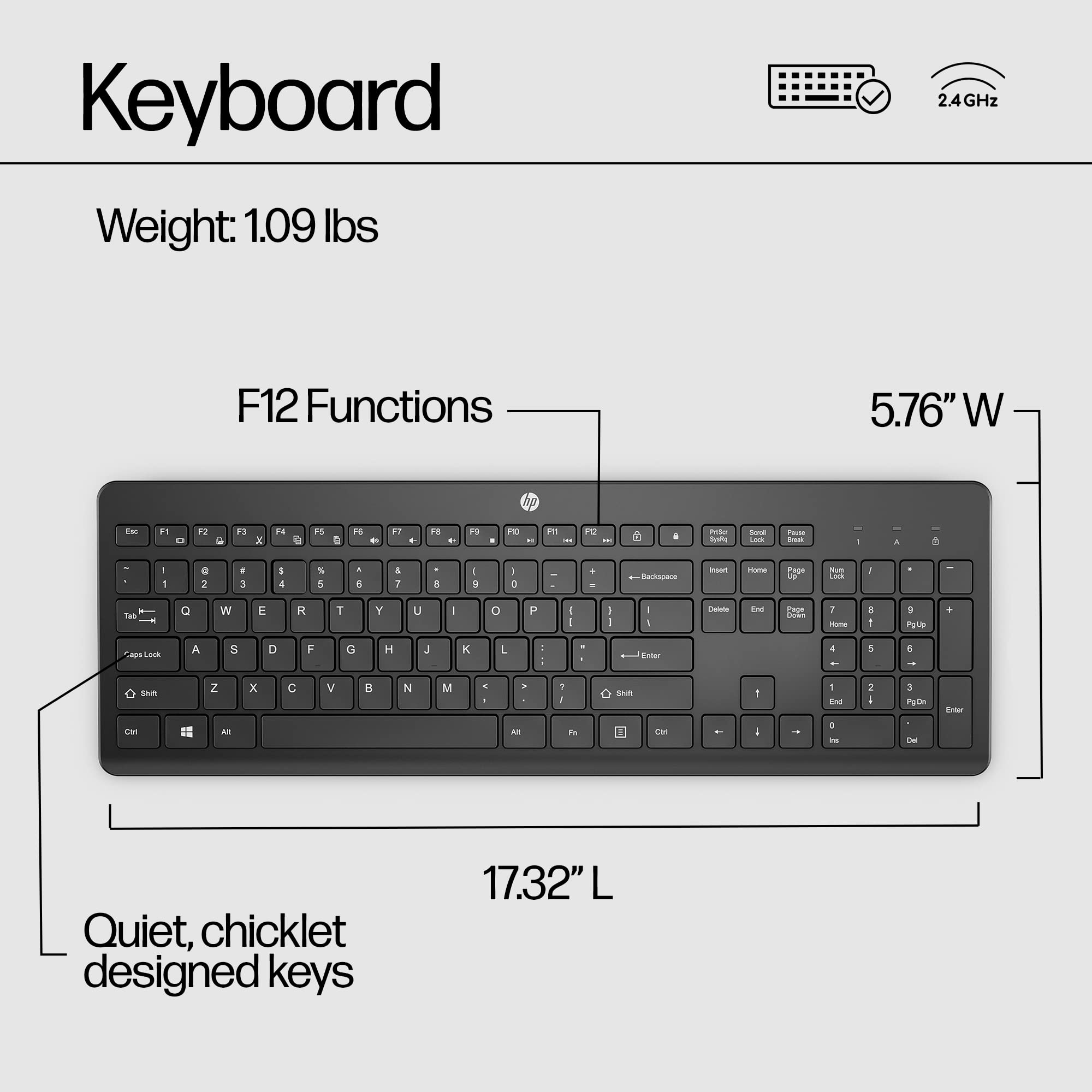 HP 230 Wireless Keyboard - 2.4GHz Bluetooth Connection - Low-Profile, Quiet Design - Windows & Mac OS - Laptop, PC Compatible - Shortcut Keys & Number Pad - Long Battery Life 🍁 All In One Marketplace Canada