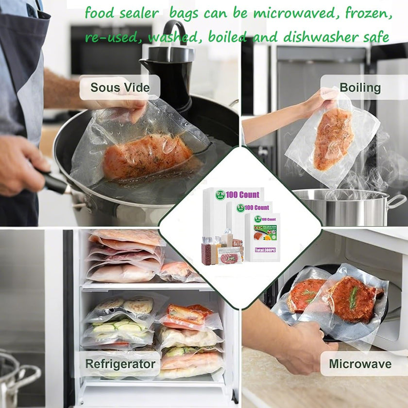 YILUFA1688 Vacuum Sealer Bags 300 Count, Pre-Cut Mixed Sizes (8