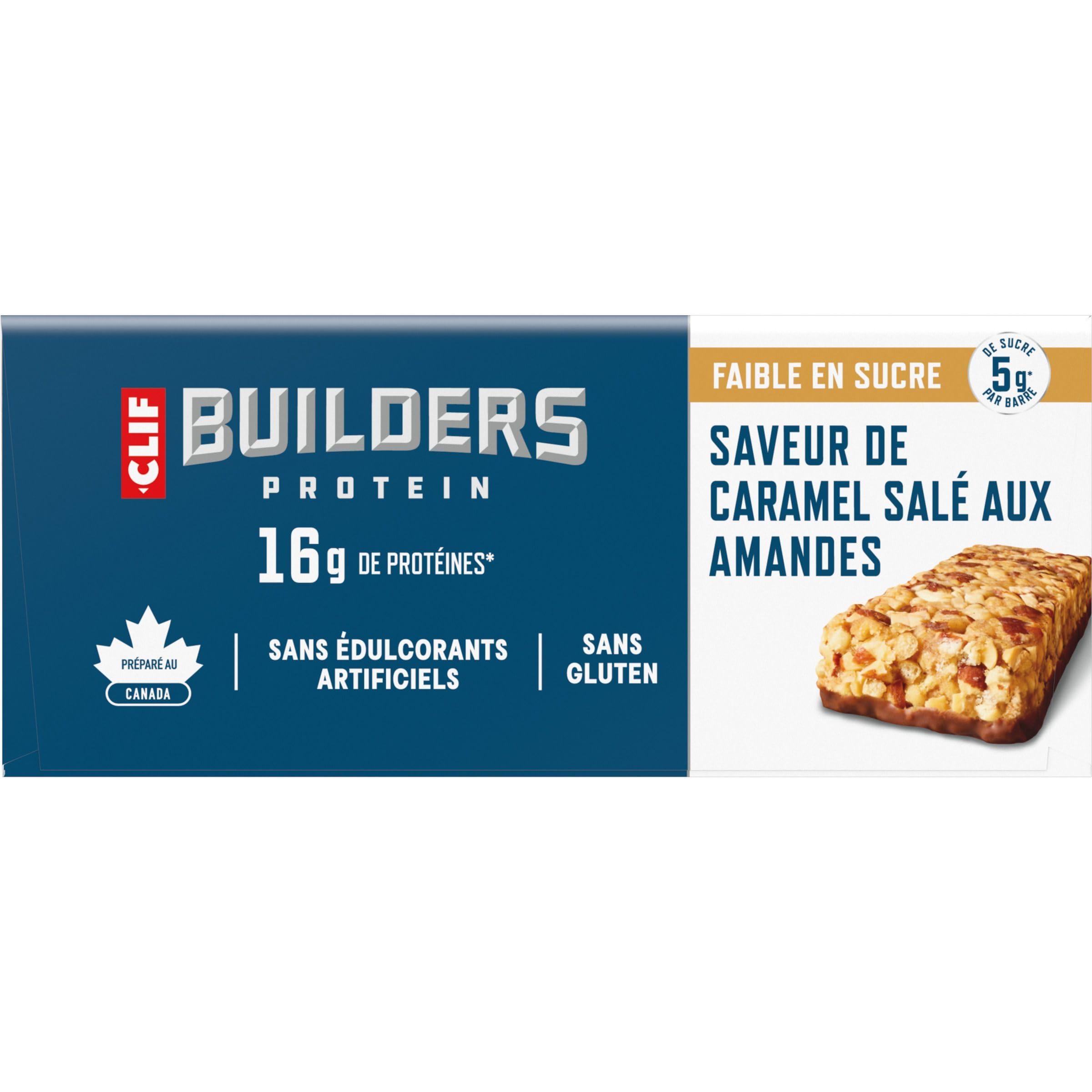 Clif Builders Low Sugar Protein Bars, Almond Salted Caramel Flavour 12 Bars 🍁 All In One Marketplace Canada