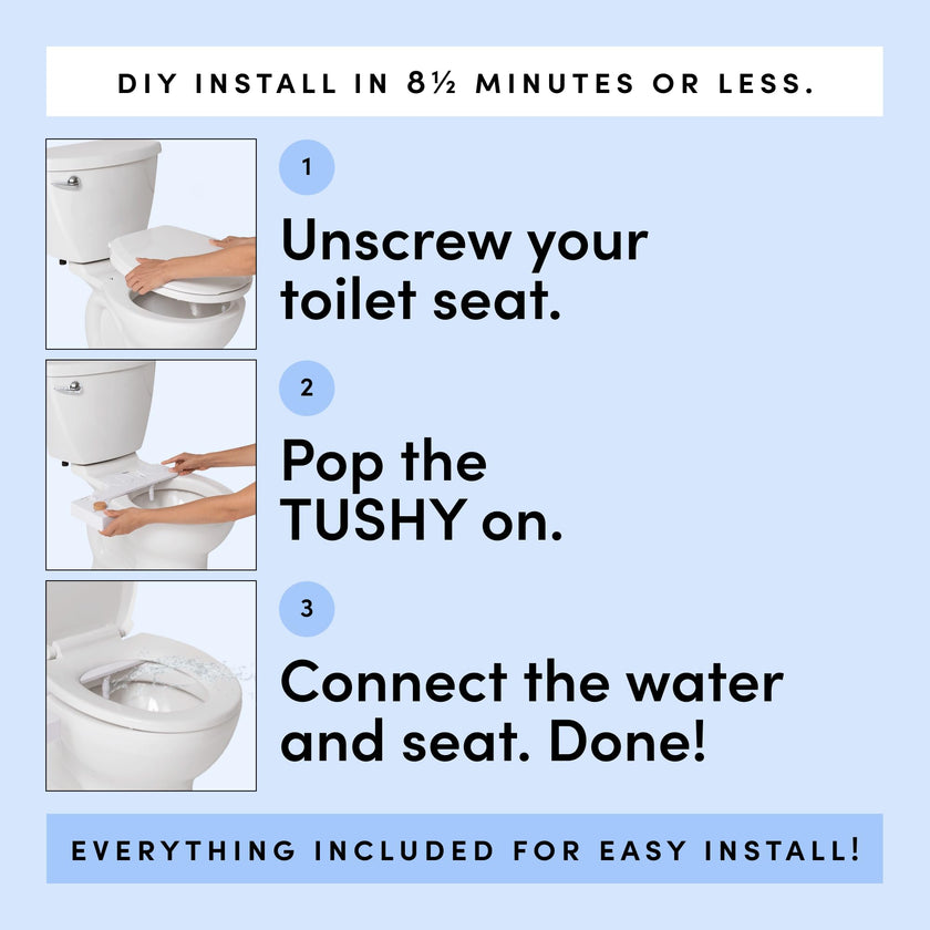 TUSHY Classic 3.0 Non-Electric Bidet Toilet Attachment, Experience a Superior Fresh Water Clean (Slim Fit, Easily Installs Under Toilet Seat, Adjustable Spray, Self Cleaning Nozzle), Bamboo Knob 🍁 All In One Marketplace Canada