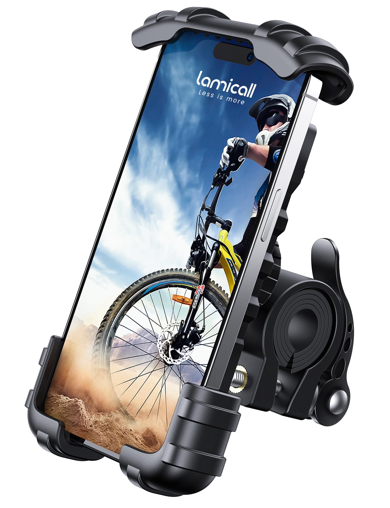 Lamicall Bike Phone Mount, Motorcycle Phone Holder - Motorcycle Bicycle Cell Phone Mount Clamp for Handlebar, Cycling Mount for iPhone 17 Pro Air, 16 Pro 15 Pro Max S25 S26+, 4.7-6.8