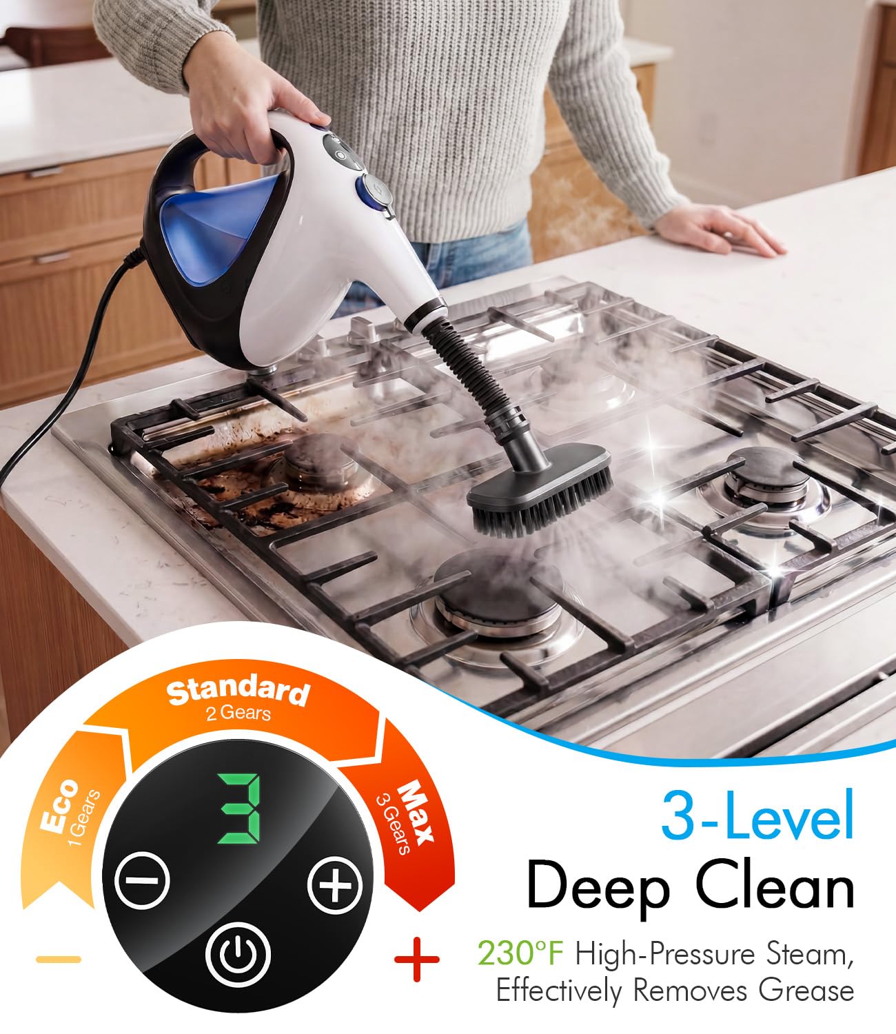 Handheld Steam Cleaner for Home 3s Instant Heat-Up No Need to Wait, Upgrade 2 LB Light Weight Easy Refill Portable Steamer Cleaner for Furniture Couch Grout Walls Kitchenware Cleaning (White) 🍁 All In One Marketplace Canada