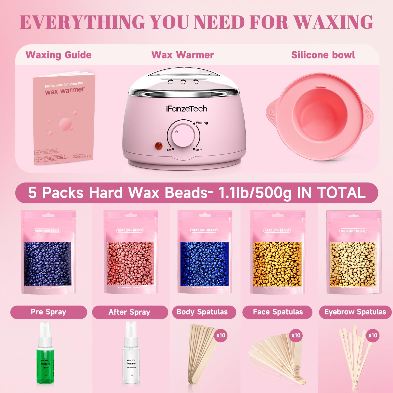 Waxing Kit for Women & Men: Wax Kit Wax Warmer for Hair Removal with 5 Packs Hard Wax Beads & Wax Pot, At-Home Wax Melt Warmer for Brazilian Bikini, Legs & Body, Ideal for Sensitive Skin & Beginners 🍁 All In One Marketplace Canada