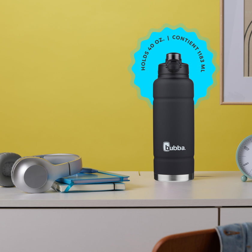 bubba Trailblazer Stainless Steel Water Bottle with Push Button Lid, 40 oz (1.18 L), Vacuum-Insulated, Rubberized Licorice 🍁 All In One Marketplace Canada