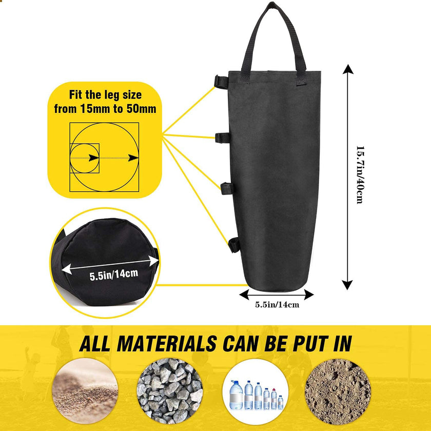 MOPHOEXII 4-Pack 112 LBS Extra Large Pop up Canopy Weights Sand Bags for Outdoor Pop Up Canopy Tent Gazebo Outdoor Instant Canopies Sand Bags without Sand - Black 🍁 All In One Marketplace Canada