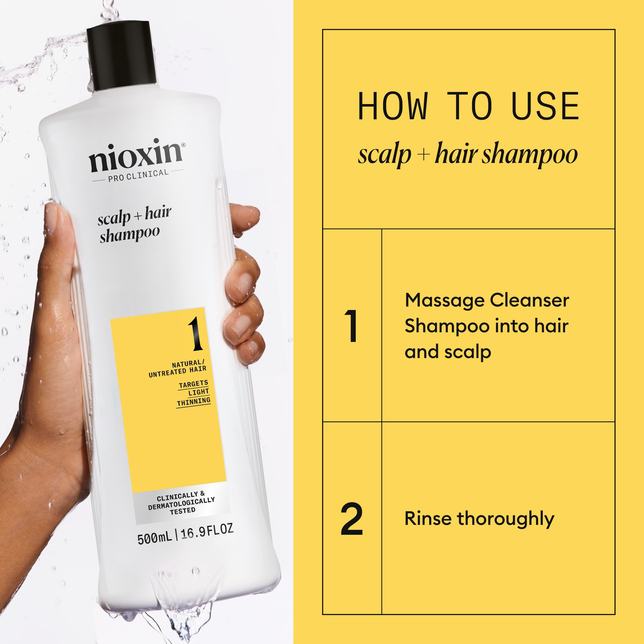 Nioxin System 1 Scalp + Hair Thickening Shampoo | For Natural Hair with Light Thinning | Strengthen Against Breakage with Niacinamide & Biotin | 16.9 Fl Oz 🍁 All In One Marketplace Canada