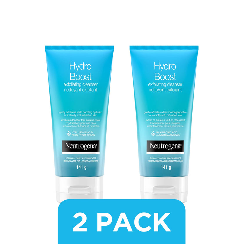 Neutrogena Hydro Boost Exfoliating Face Scrub - Hyaluronic Acid and Aha - Gel Cream Face Cleanser - Non-comedogenic - Blue, Pack of 2 (2x141ml) 🍁 All In One Marketplace Canada