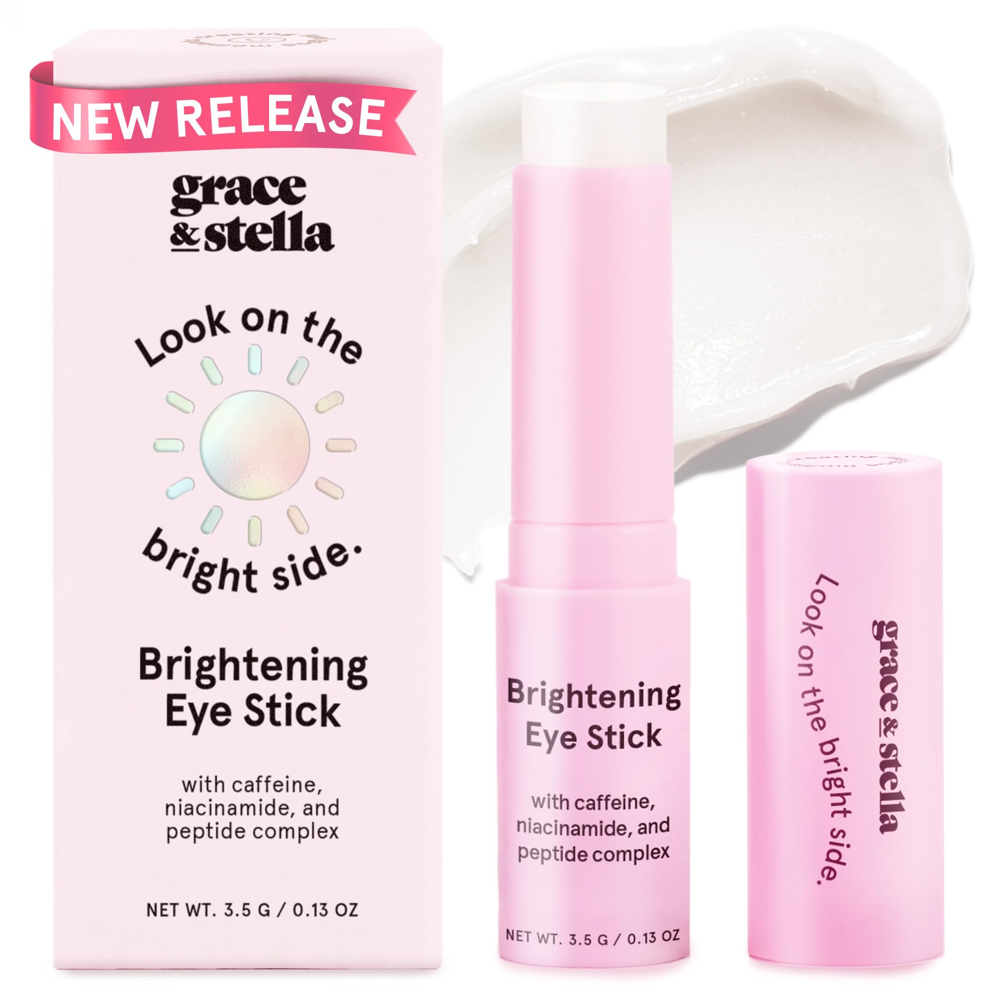 grace & stella Under Eye Brightener Balm Stick - Travel Essentials - Caffeine Eye Cream for Dark Circles, Puffiness, Wrinkles - Vegan Moisturizer Stick with Niacinamide, Hyaluronic Acid (0.13oz/3.5g) 🍁 All In One Marketplace Canada